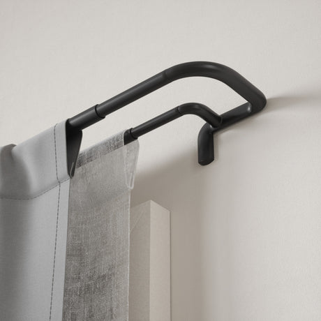 Double Curtain Rods | color: Matte-Black | size: 30-84" (76-213 cm) | diameter: 3/4" (1.9 cm) | Hover