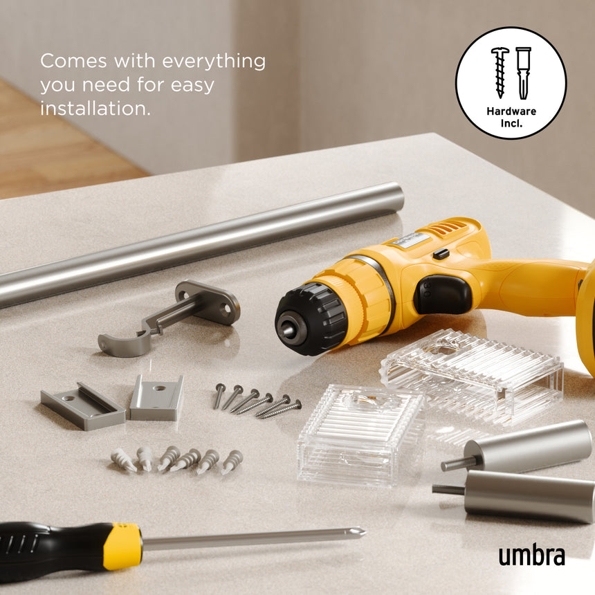 | color: Nickel-Steel | size: 42-120" (107-305 cm) | diameter: 1" (2.5 cm)