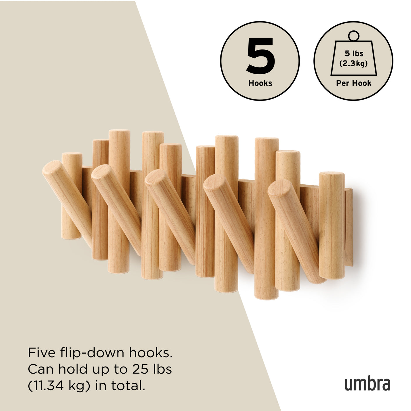 Wall Hooks | color: Natural | size: 5-Hook
