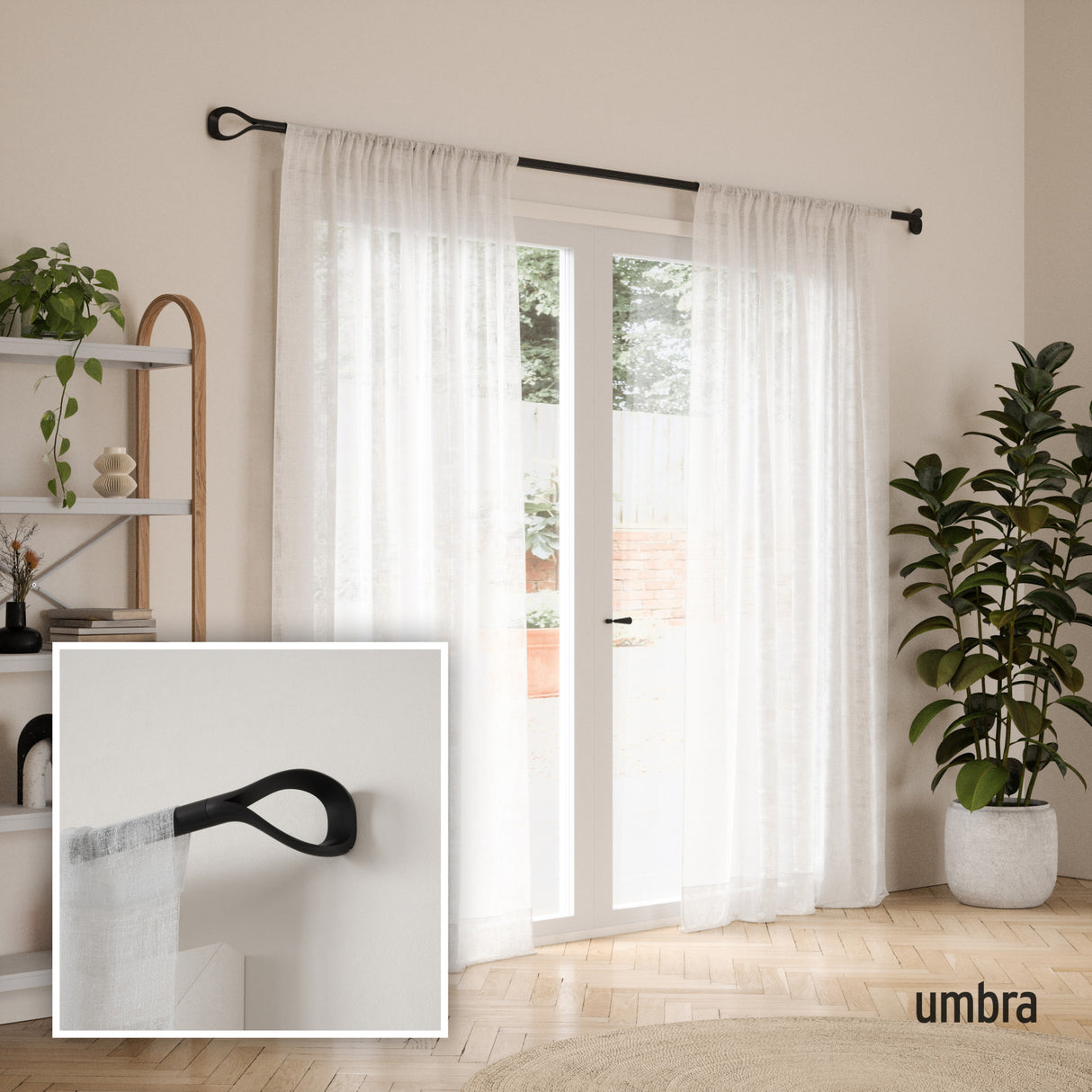 Single Curtain Rods | color: Matte-Black | size: 42-120" (107-305 cm) | diameter: 1" (2.5 cm)