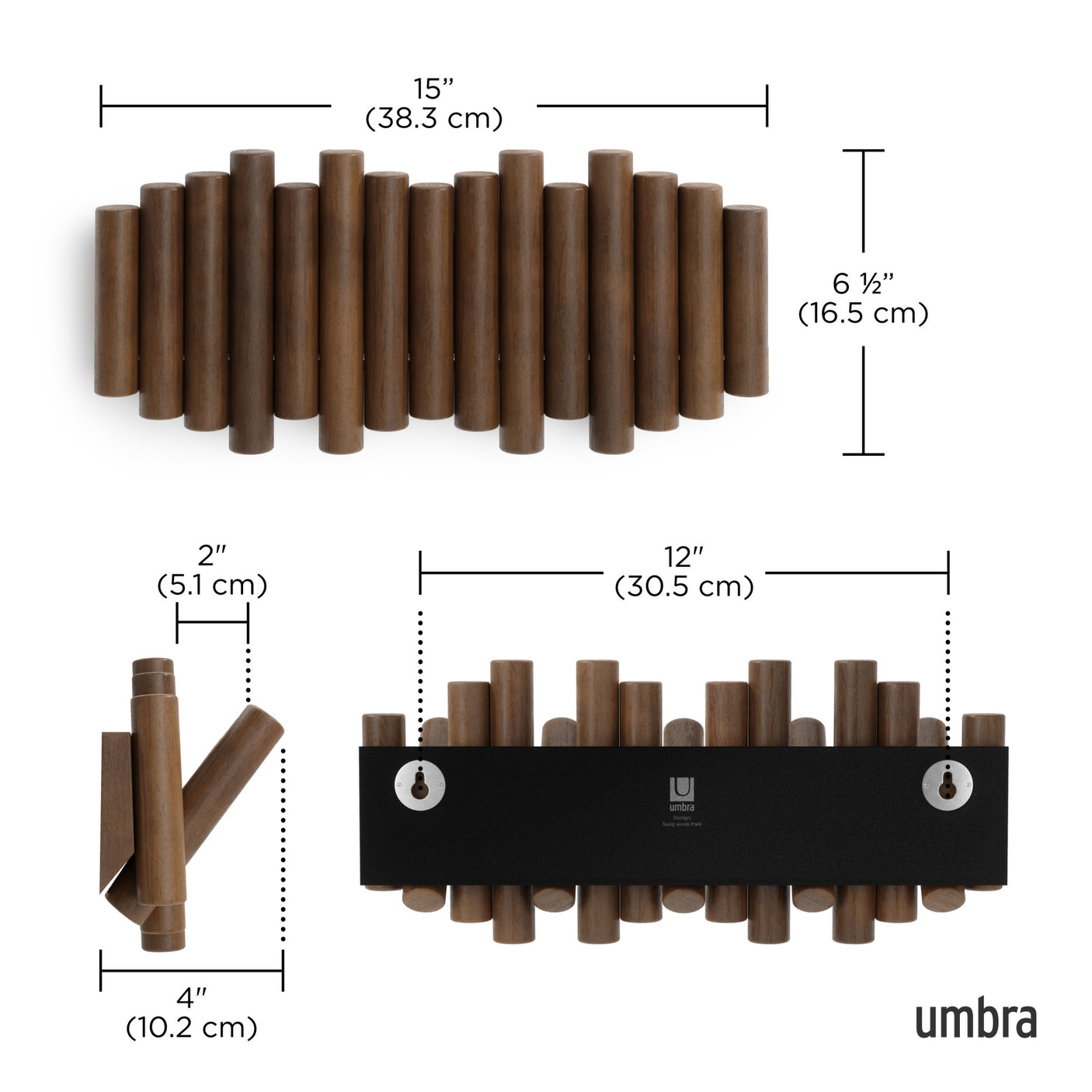 Wall Hooks | color: Aged-Walnut | size: 5-Hook