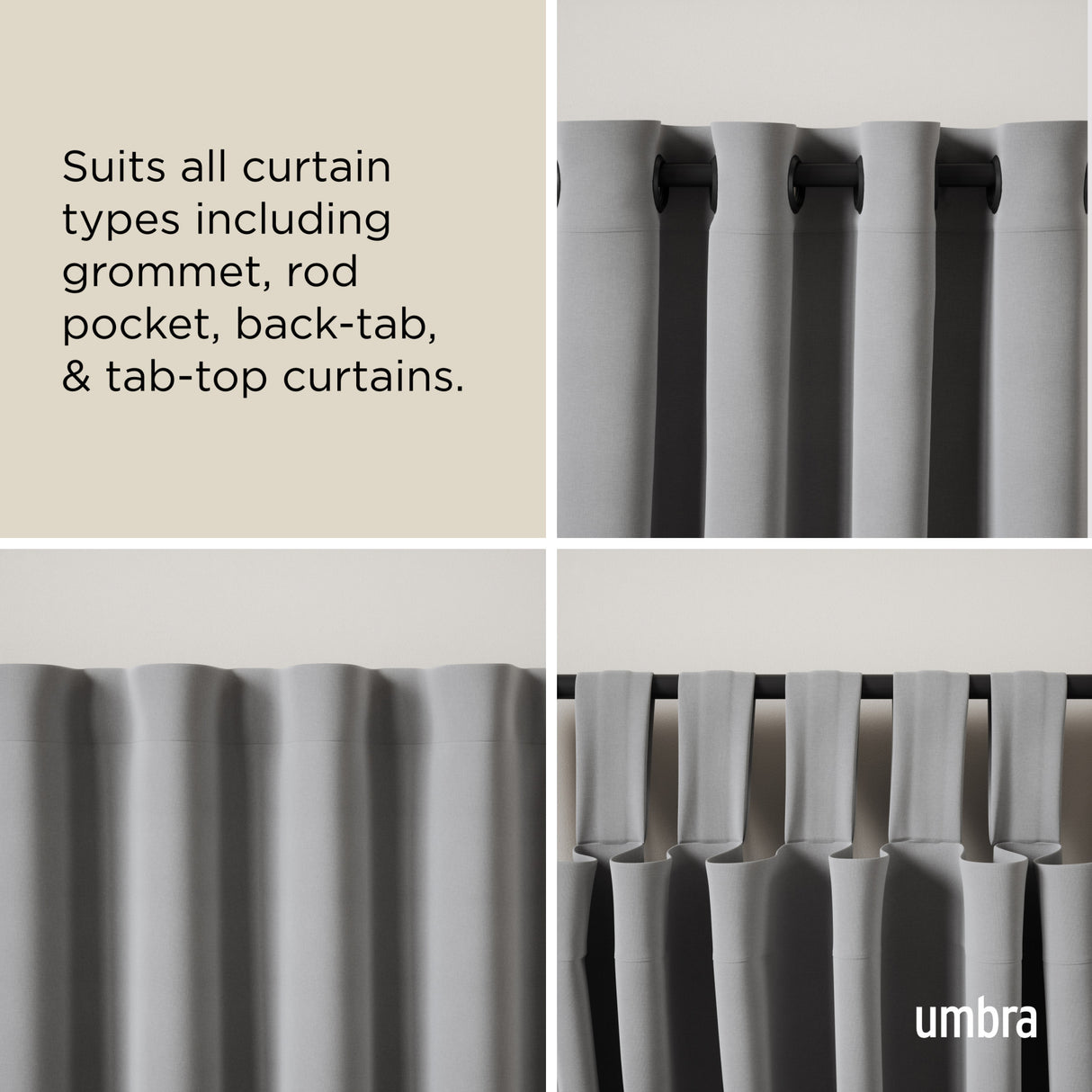 Single Curtain Rods | color: Matte-Black | size: 66-144" (168-365 cm) | diameter: 3/4" (1.9 cm)