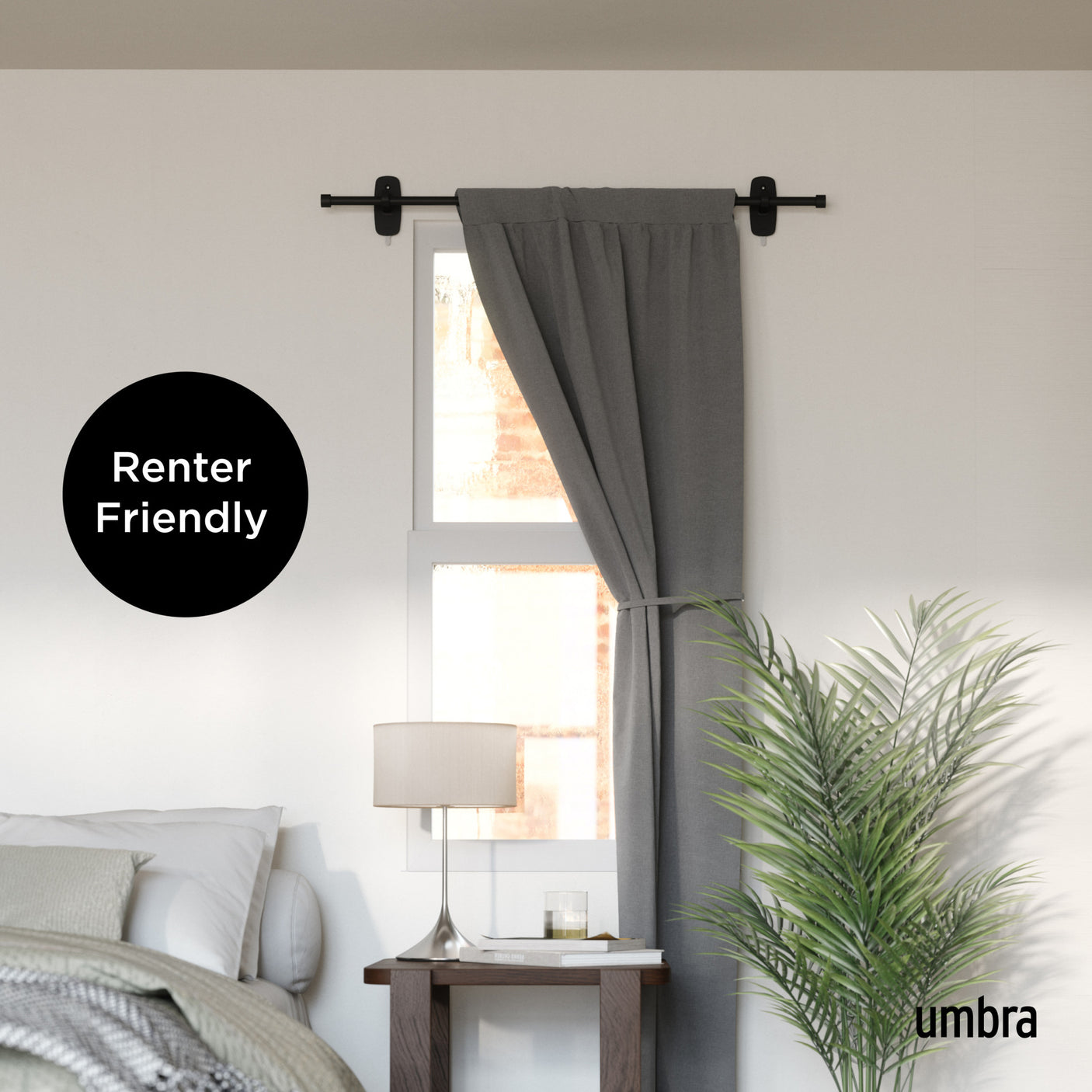 Single Curtain Rods | color: Matte-Black | size: 16-28" (41-71 cm approx) | diameter: 5/8" (1.6cm approx)