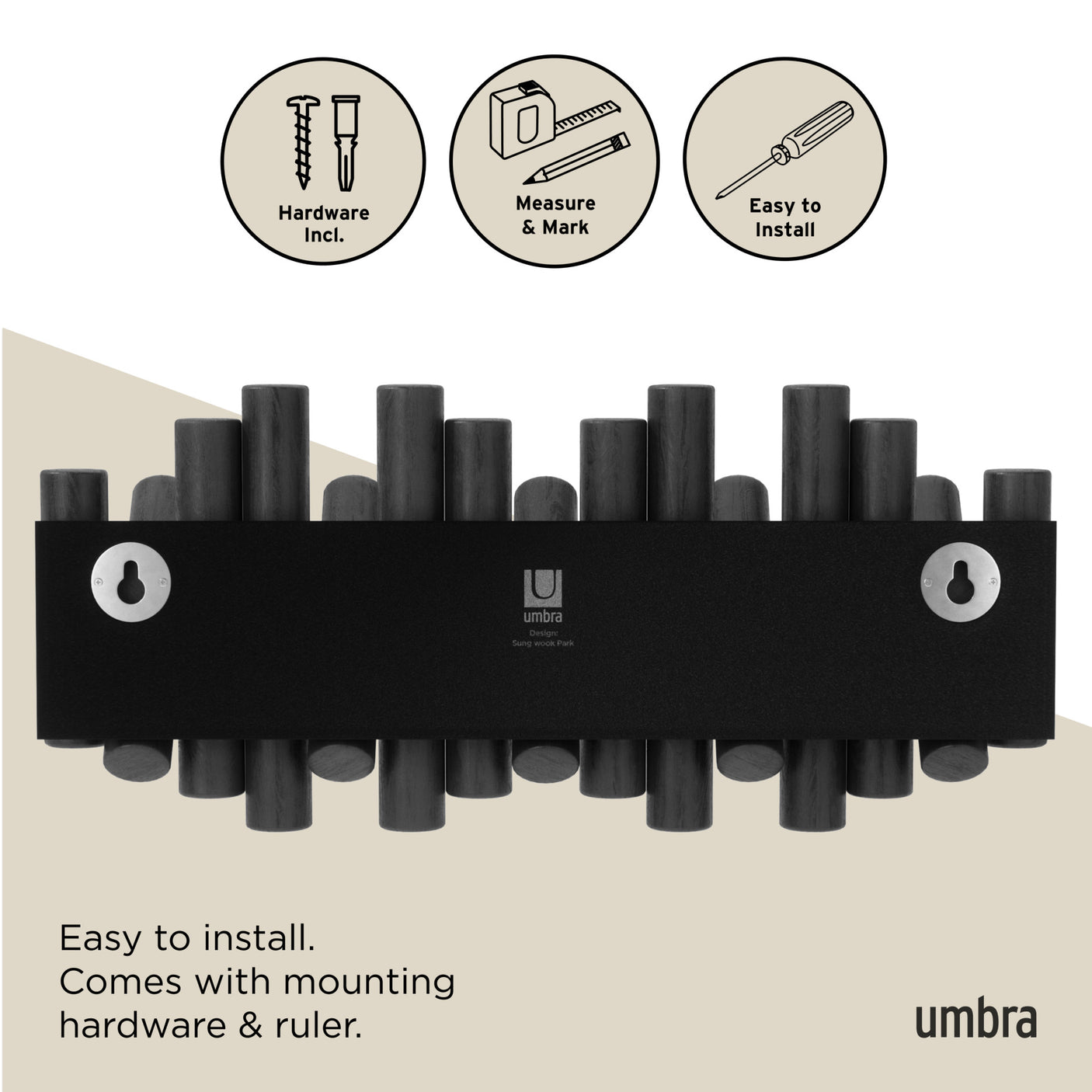 Wall Hooks | color: Black | size: 5-Hook