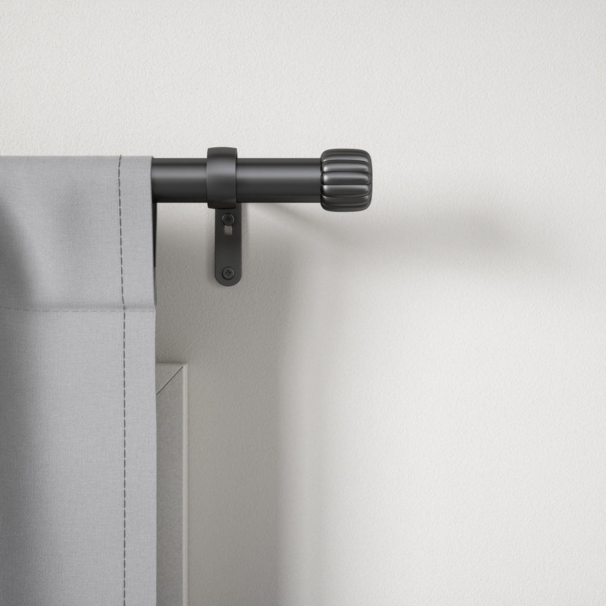 Single Curtain Rods | color: Matte-Black | size: 66-120" (168-305 cm) | diameter: 1" (2.5 cm) | Hover