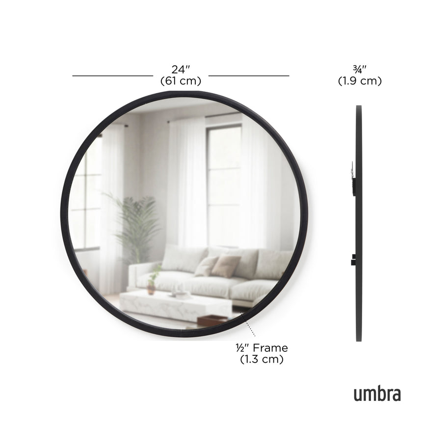 Wall Mirrors | color: Black | size: 24" (61 cm)