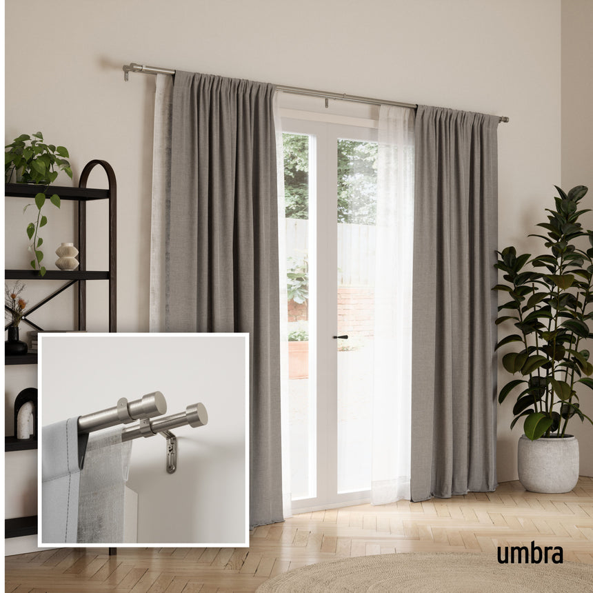 Double Curtain Rods | color: Nickel | size: 66-120" (168-305 cm) | diameter: 1" (2.5 cm)