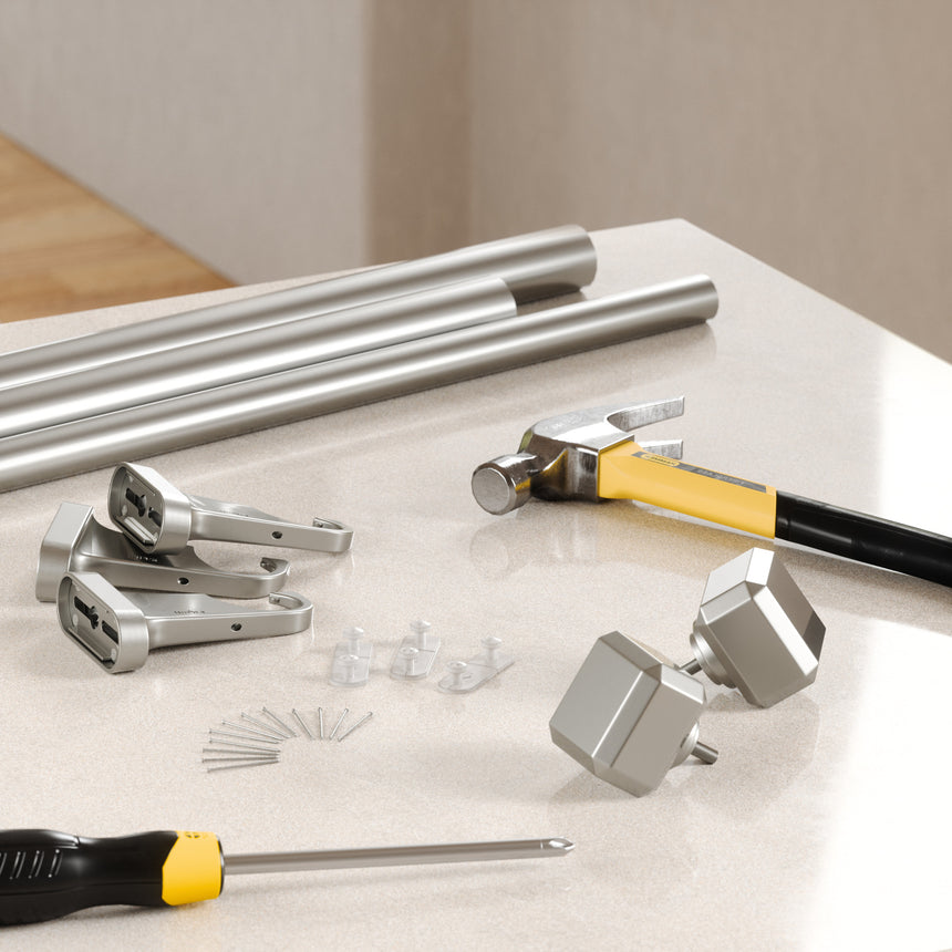 | color: Nickel-Steel | size: 42-120" (107-305 cm) | diameter: 1" (2.5cm)