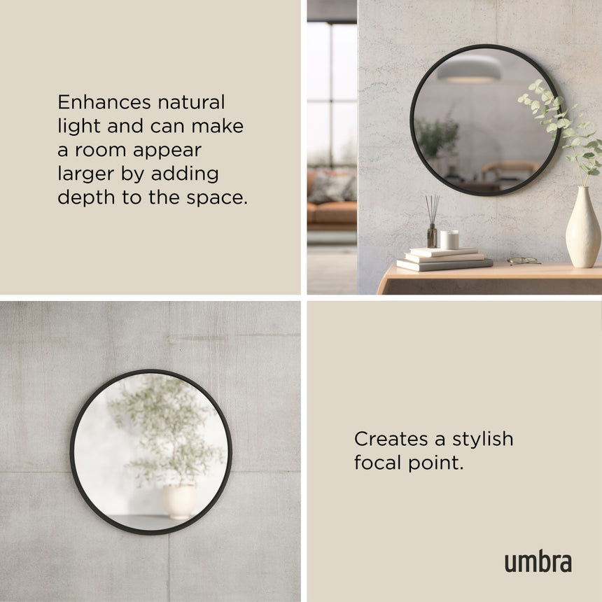 Wall Mirrors | color: Black | size: 24" (61 cm)