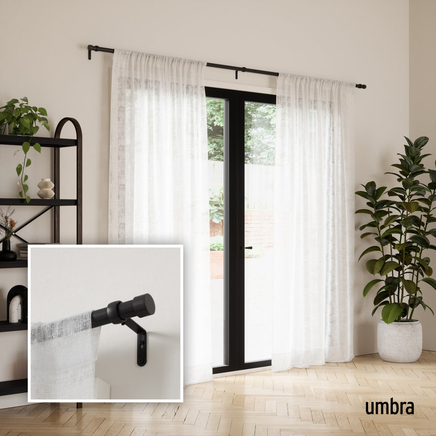 Single Curtain Rods | color: Matte-Black | size: 66-120" (168-305 cm) | diameter: 1" (2.5 cm)