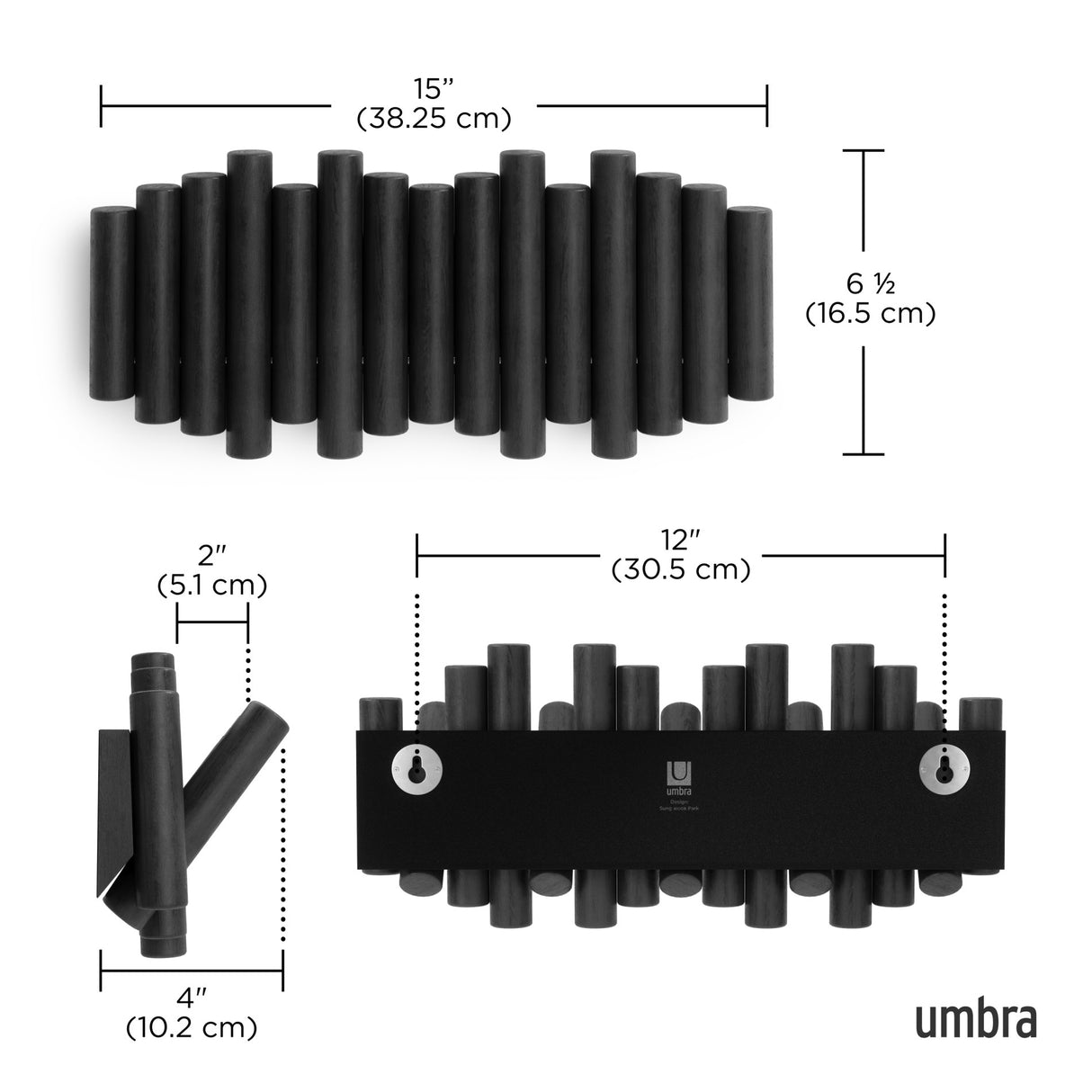 Wall Hooks | color: Black | size: 5-Hook