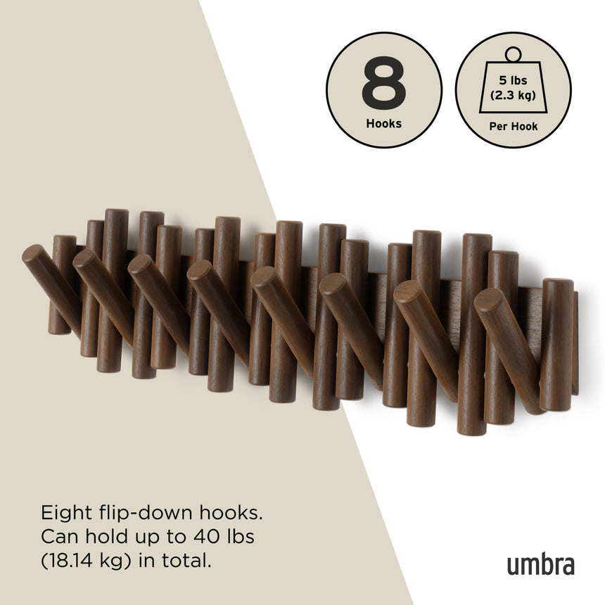 Wall Hooks | color: Aged-Walnut | size: 8-Hook