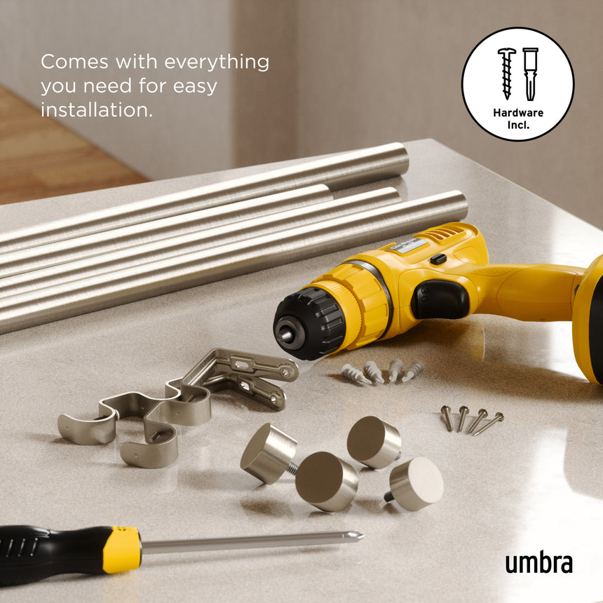 Double Curtain Rods | color: Nickel | size: 36-66" (91-168 cm) | diameter: 1" (2.5 cm)