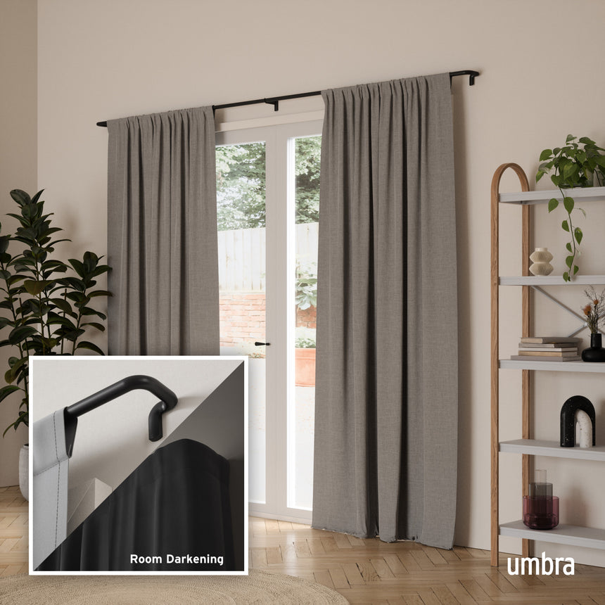 Single Curtain Rods | color: Matte-Black | size: 30-84" (76-213 cm) | diameter: 3/4" (1.9 cm)