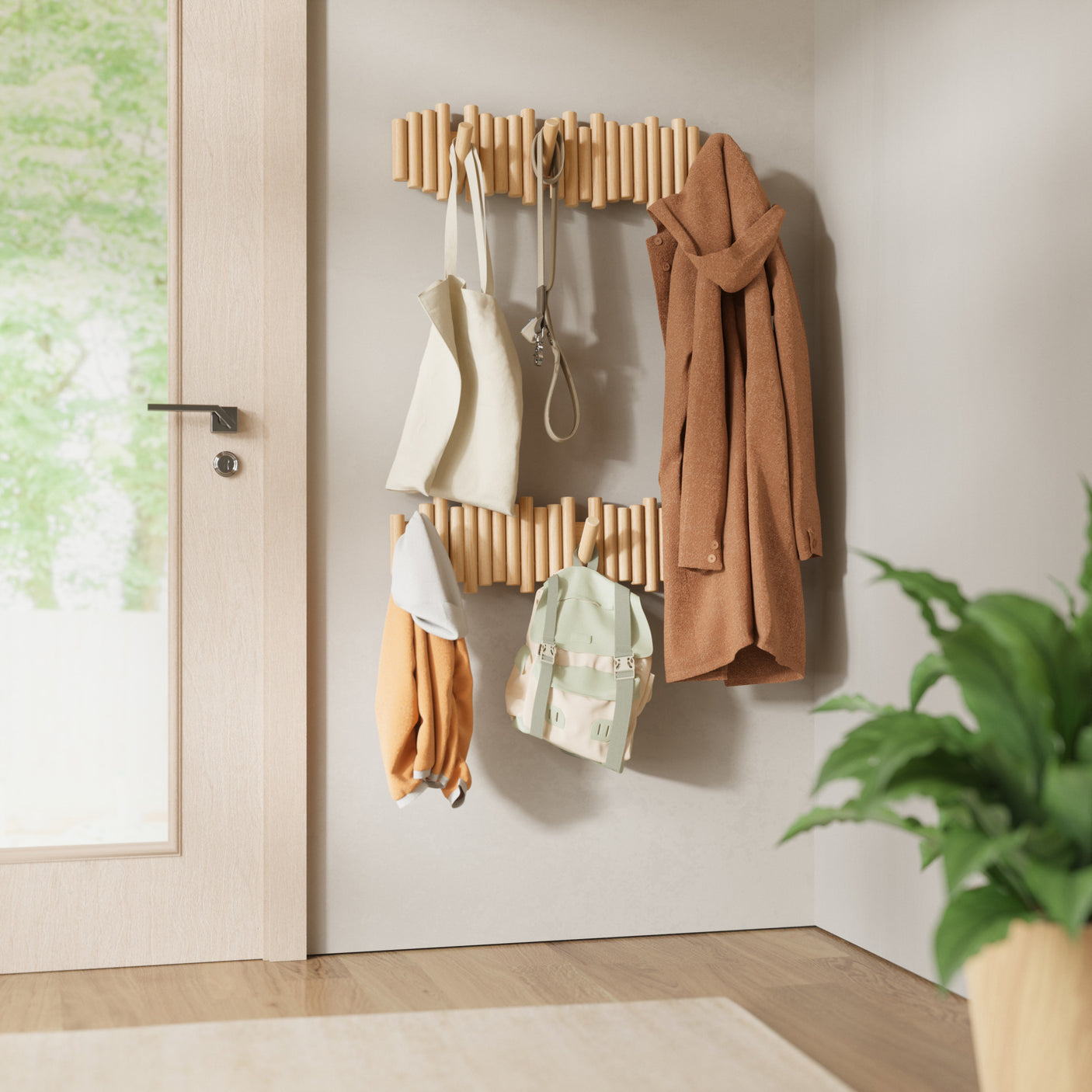 Wall Hooks | color: Natural | size: 8-Hook | Hover