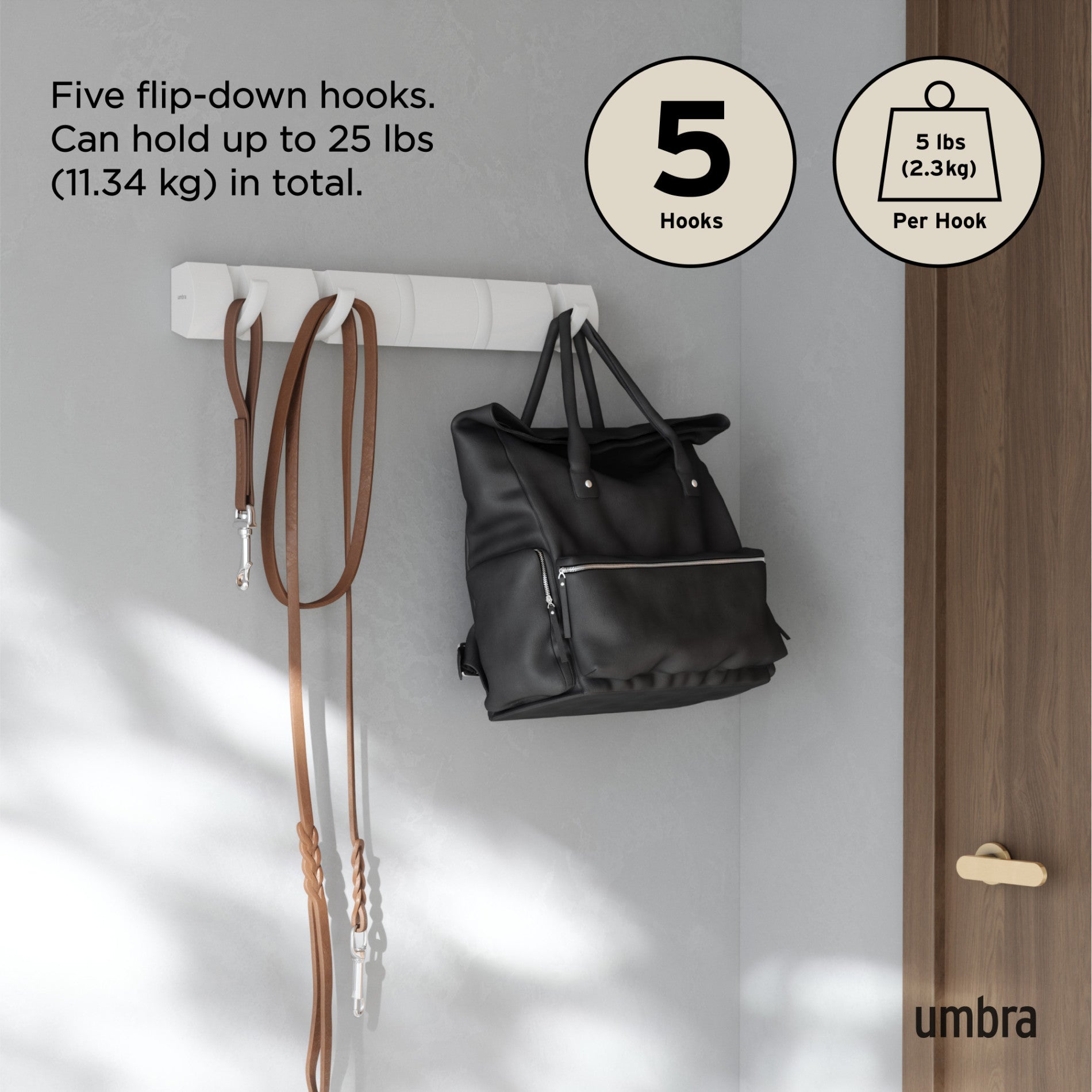 FLIP 5 Wall Mounted Hook - Coat Rack & Wall Hooks | Umbra
