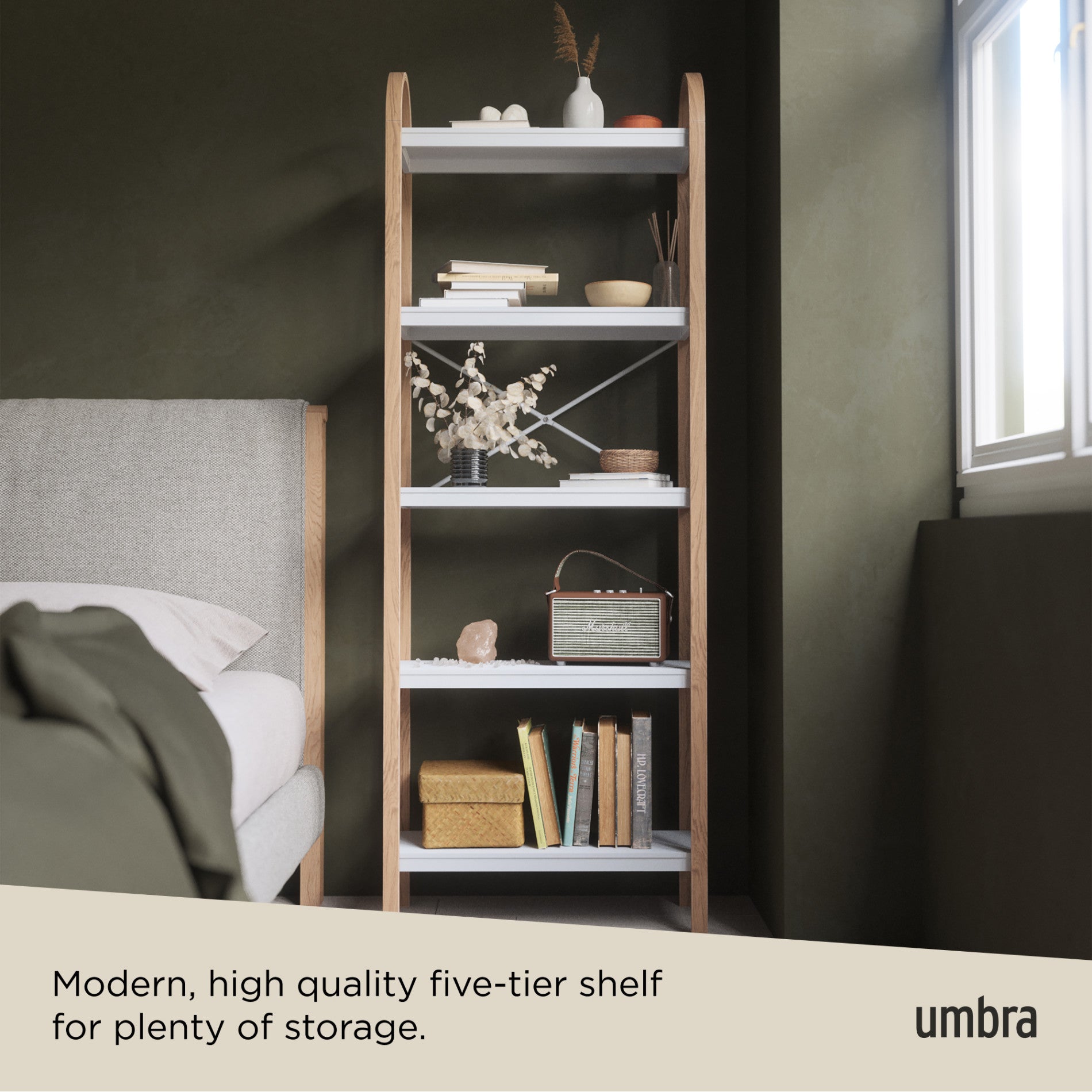 Bellwood Five Tier Shelf - Modern Freestanding Shelf Unit | Umbra