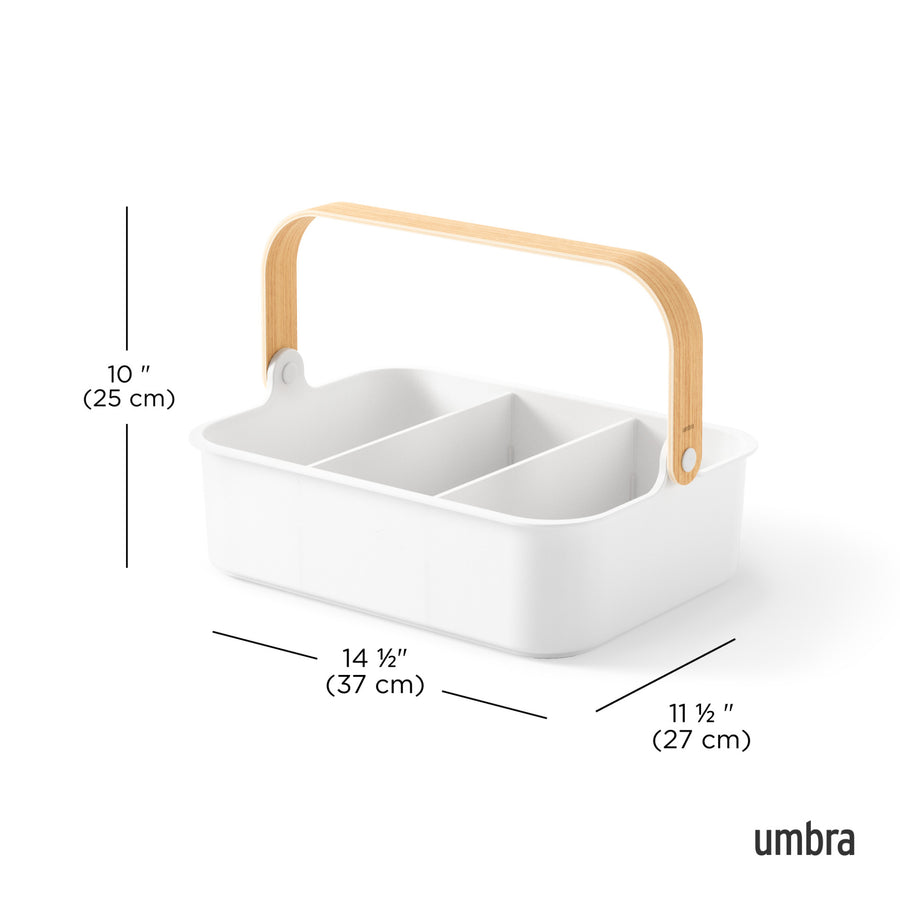 Umbra Bellwood Stapelbare Opbergbak Groot – Organizer Met Scheidingswanden Zwart/Walnoot 36x26x13cm