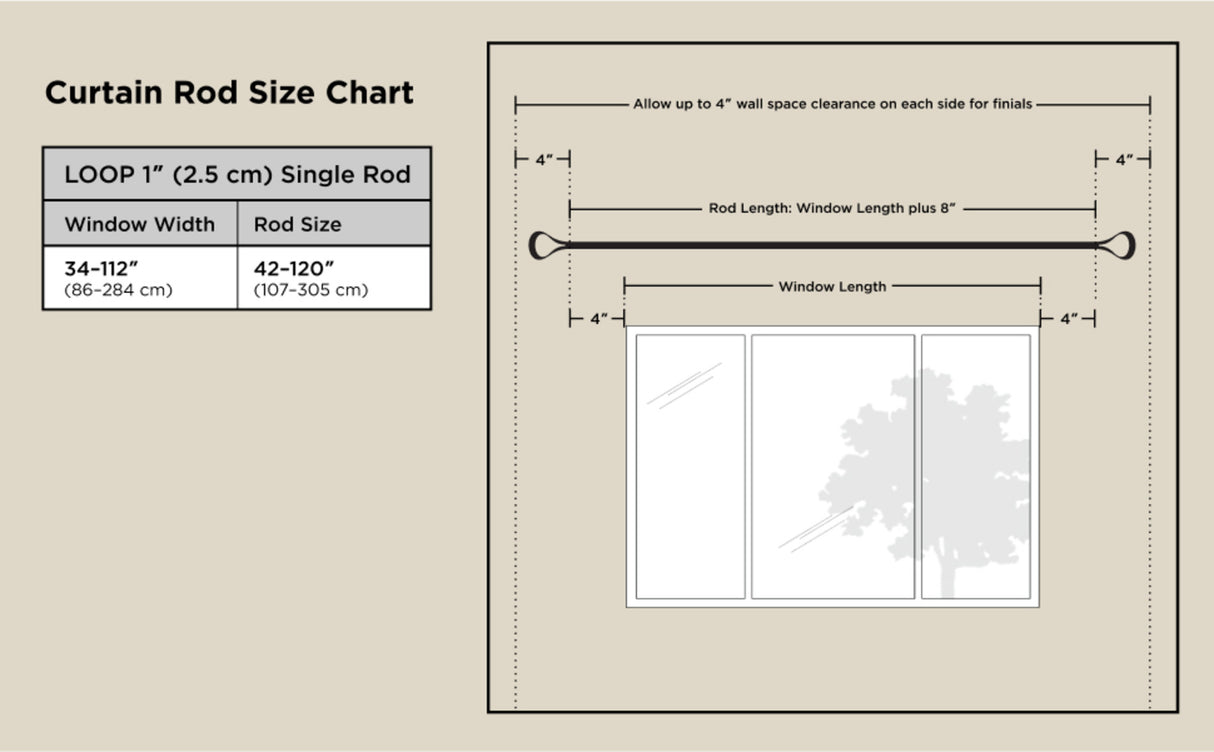 Single Curtain Rods | color: Matte-Black | size: 42-120" (107-305 cm) | diameter: 1" (2.5 cm)