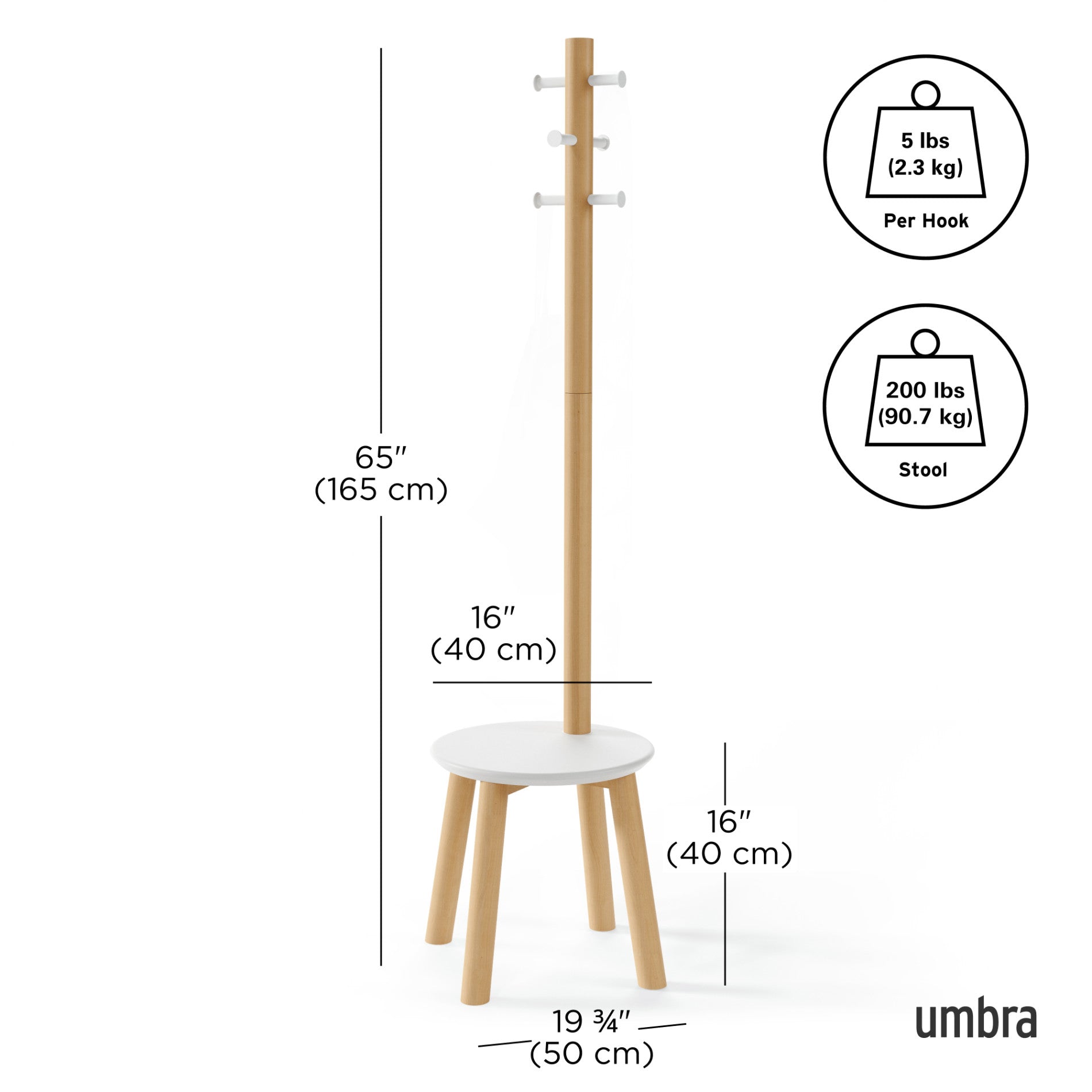 Pillar Stool & Coat Rack - The Ultimate Space Saver | Umbra
