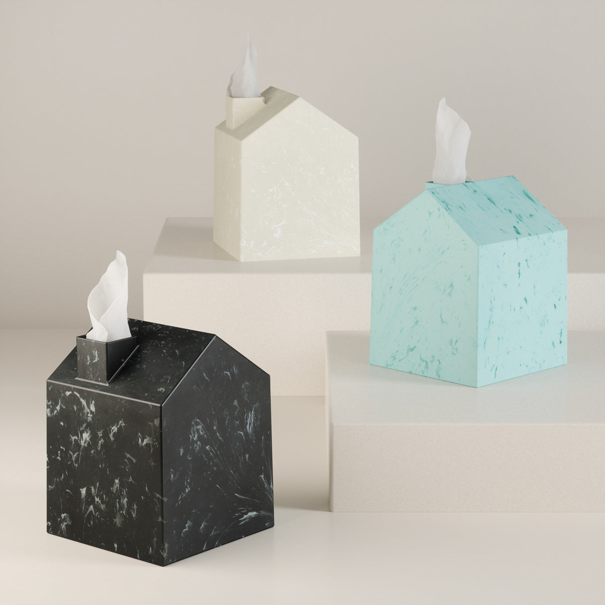 Tissue Box Cover & Trays | color: Ocean Sand