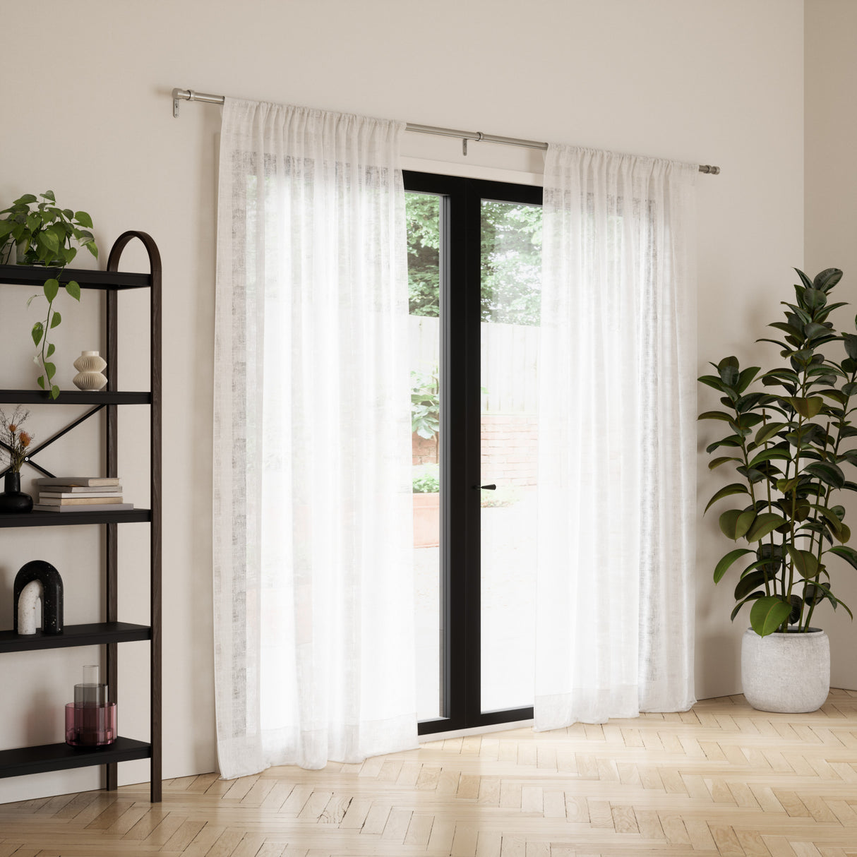 Single Curtain Rods | color: Nickel | size: 66-120" (168-305 cm) | diameter: 1" (2.5 cm)