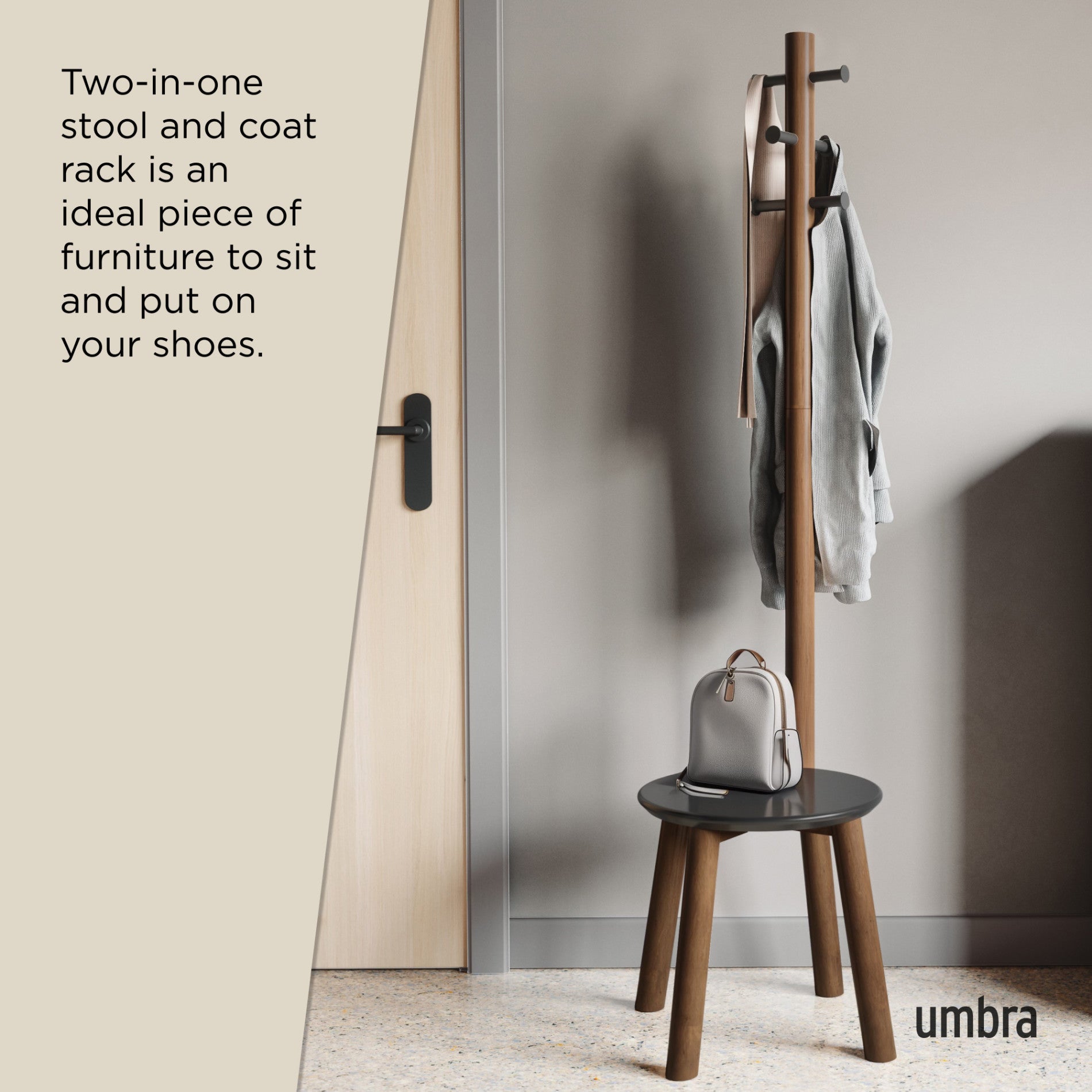 Pillar Stool & Coat Rack - The Ultimate Space Saver | Umbra Pillar Stool & Coat Rack - The Ultimate Space Saver | Umbra