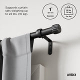 Single Curtain Rods | color: Matte-Black | size: 36-66" (91-168 cm) | diameter: 1" (2.5 cm)