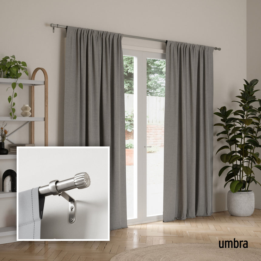 Single Curtain Rods | color: Nickel-Steel | size: 36-66" (91-168 cm) | diameter: 1" (2.5 cm)