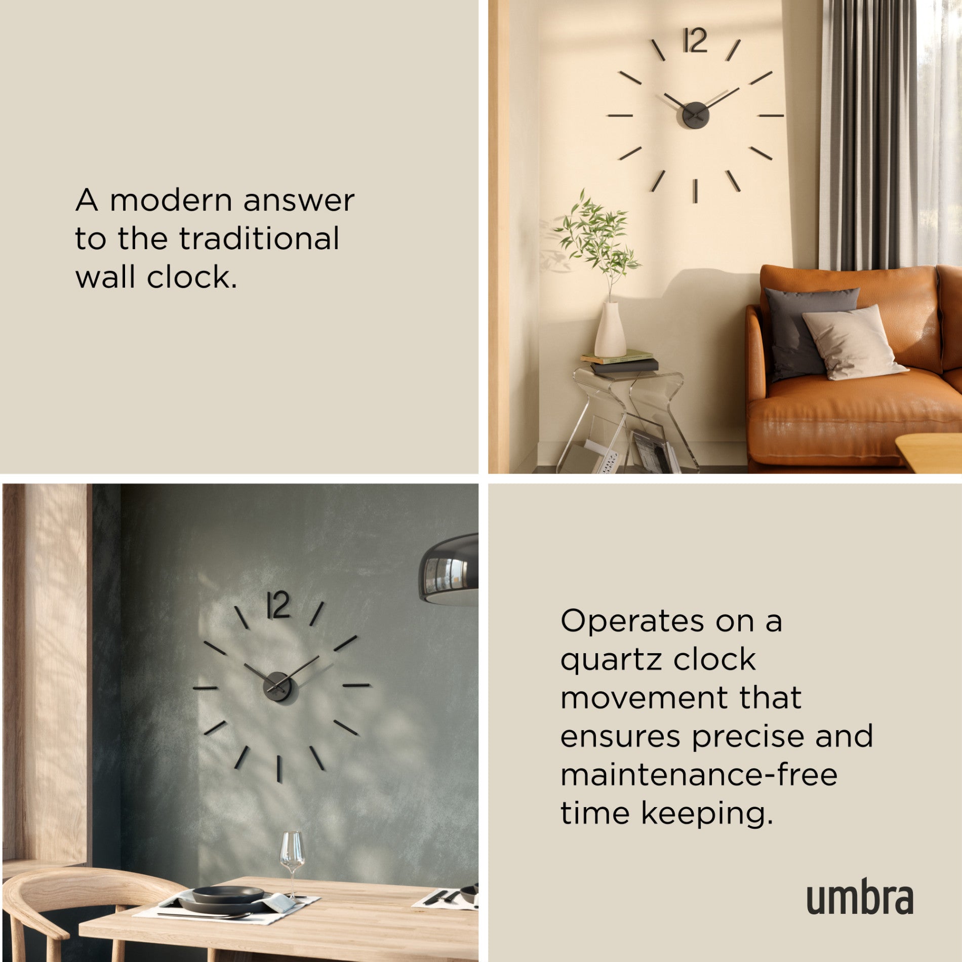 umbra アルミニウム壁掛け時計 umbra アルミニウム壁掛け時計 Modern Wall Clock - Blink | Umbra