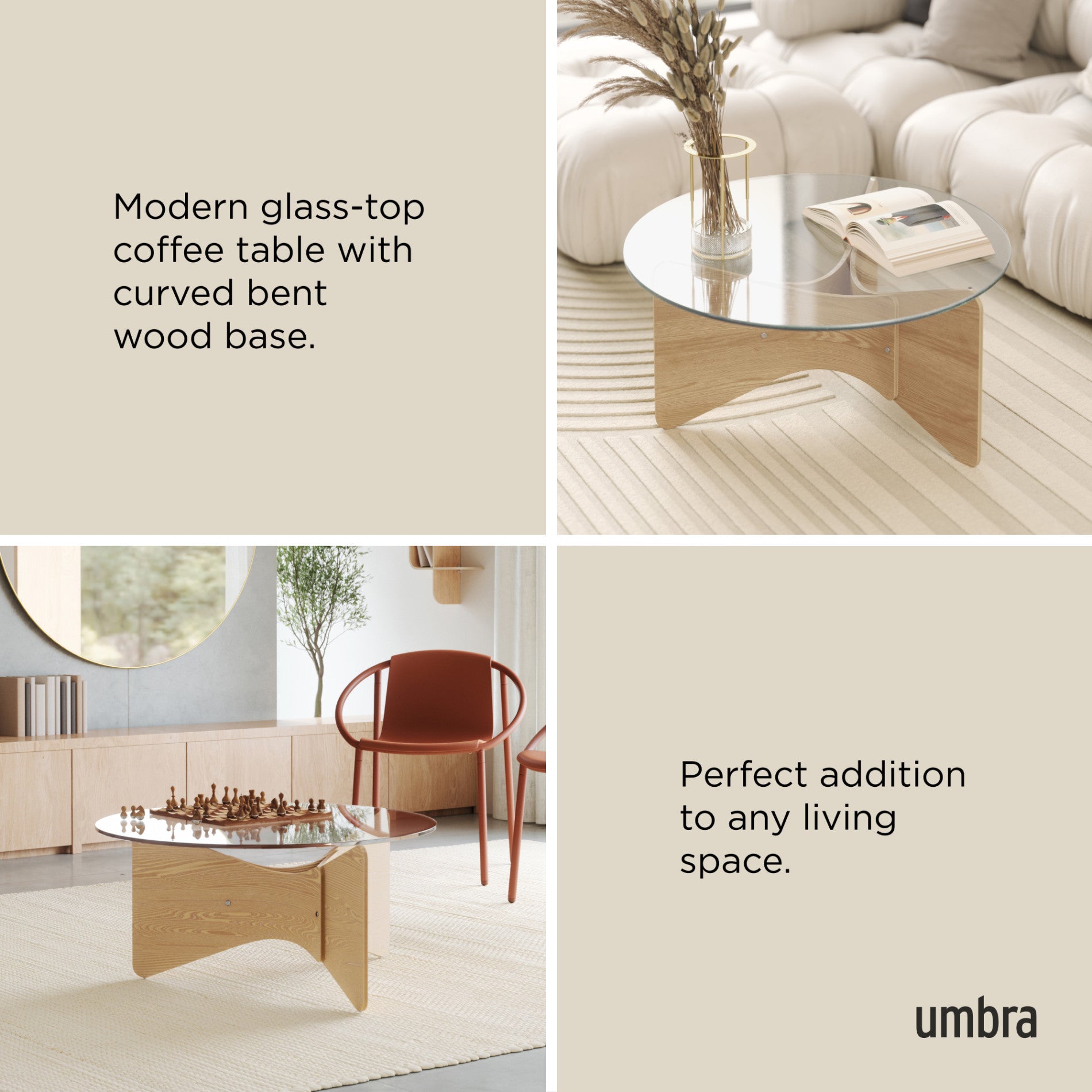 Madera Coffee Table – Modern Glass Coffee Table | Umbra