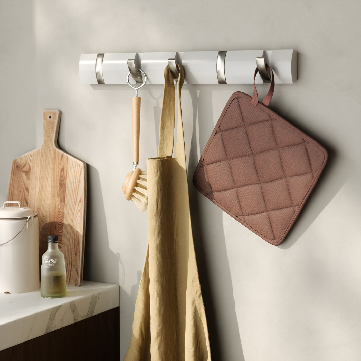 Wall Hooks | color: White-Nickel