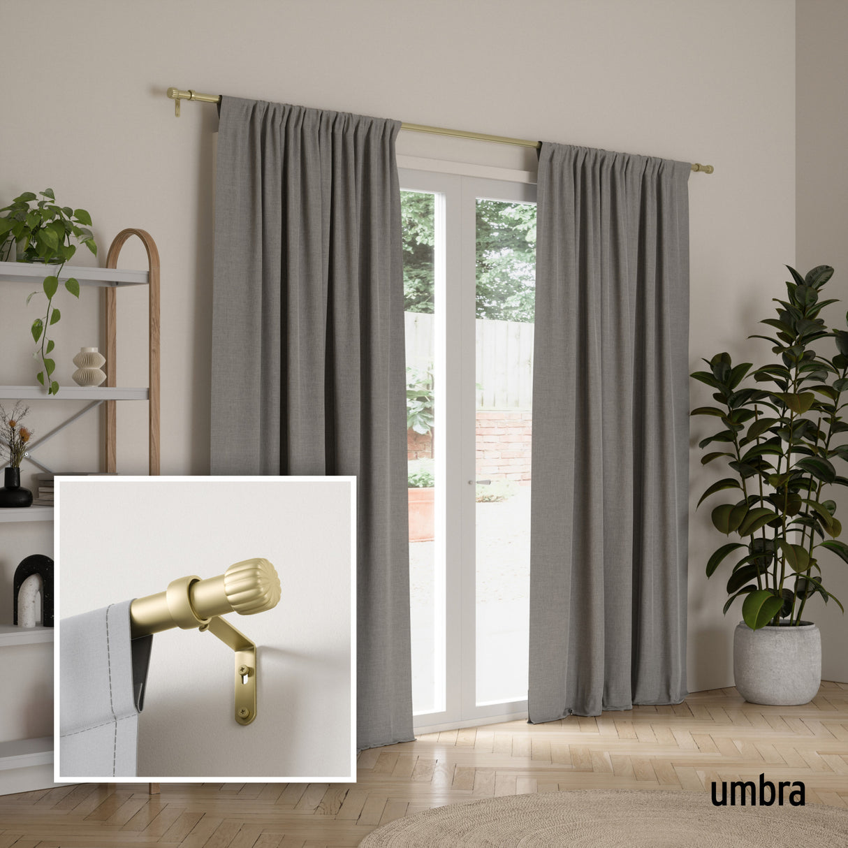 Single Curtain Rods | color: Gold | size: 66-120" (168-305 cm) | diameter: 1" (2.5 cm)