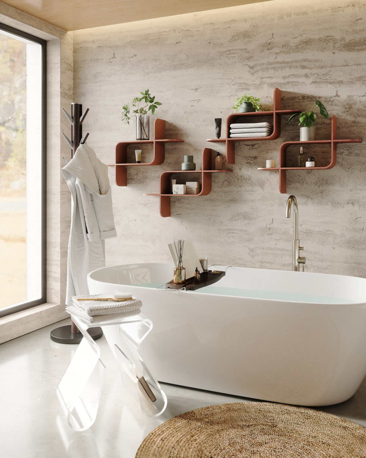 Shelves & Magazine Racks | color: Light-Walnut