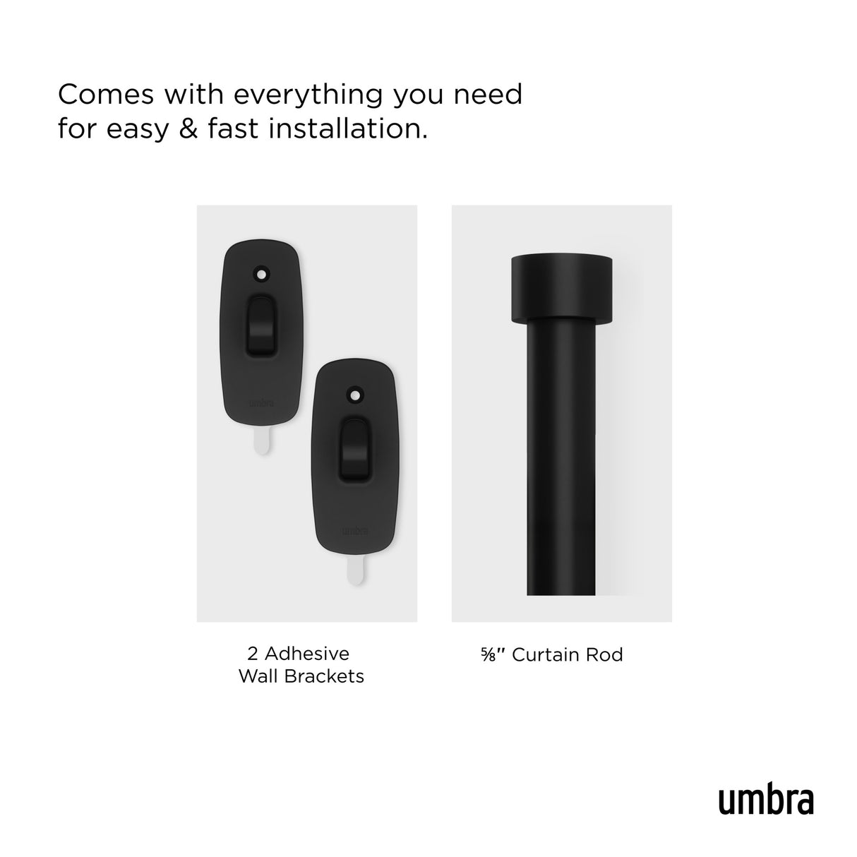 Single Curtain Rods | color: Matte-Black | size: 28-48" (72-122cm approx) | diameter: 5/8" (1.6cm approx)