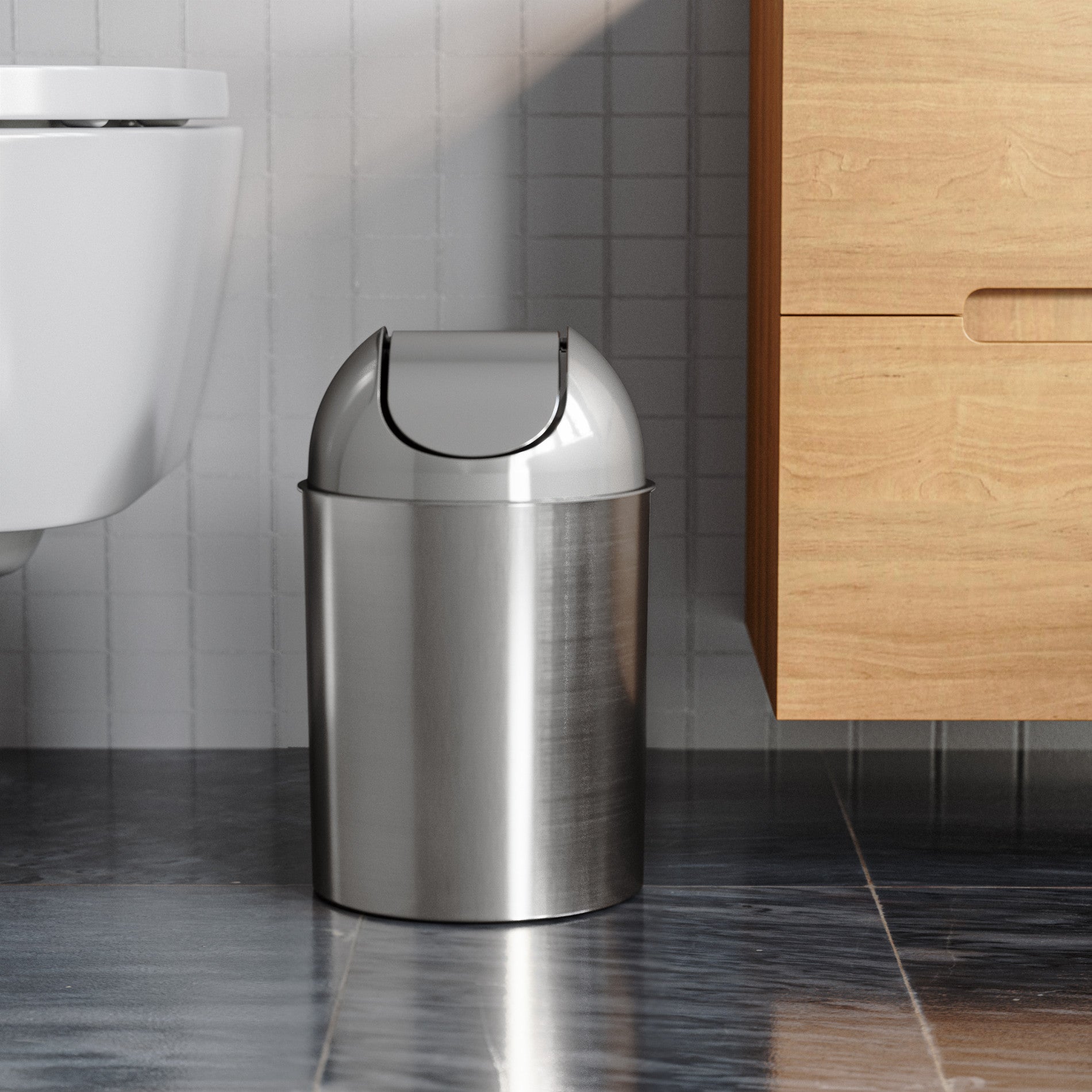 Mezzo Trash Can - Small, Rust Proof Wastebasket | Umbra