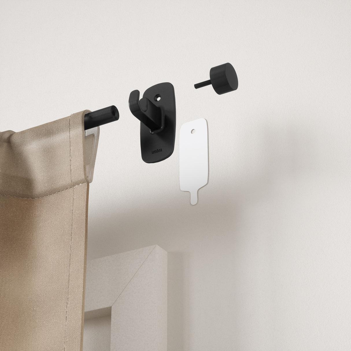Single Curtain Rods | color: Matte-Black | size: 16-28" (41-71 cm approx) | diameter: 5/8" (1.6cm approx)