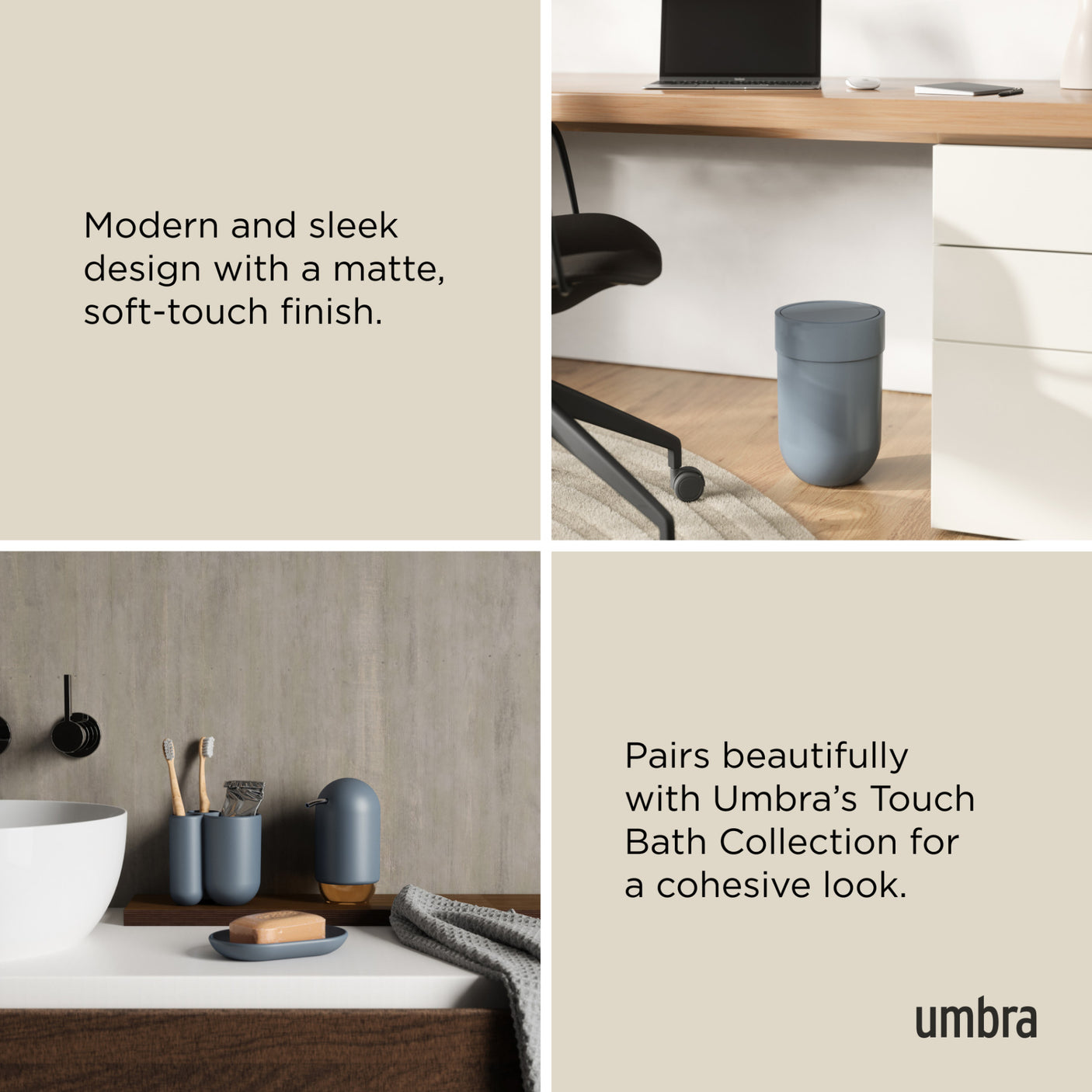 Bathroom Trash Cans | color: Slate Blue