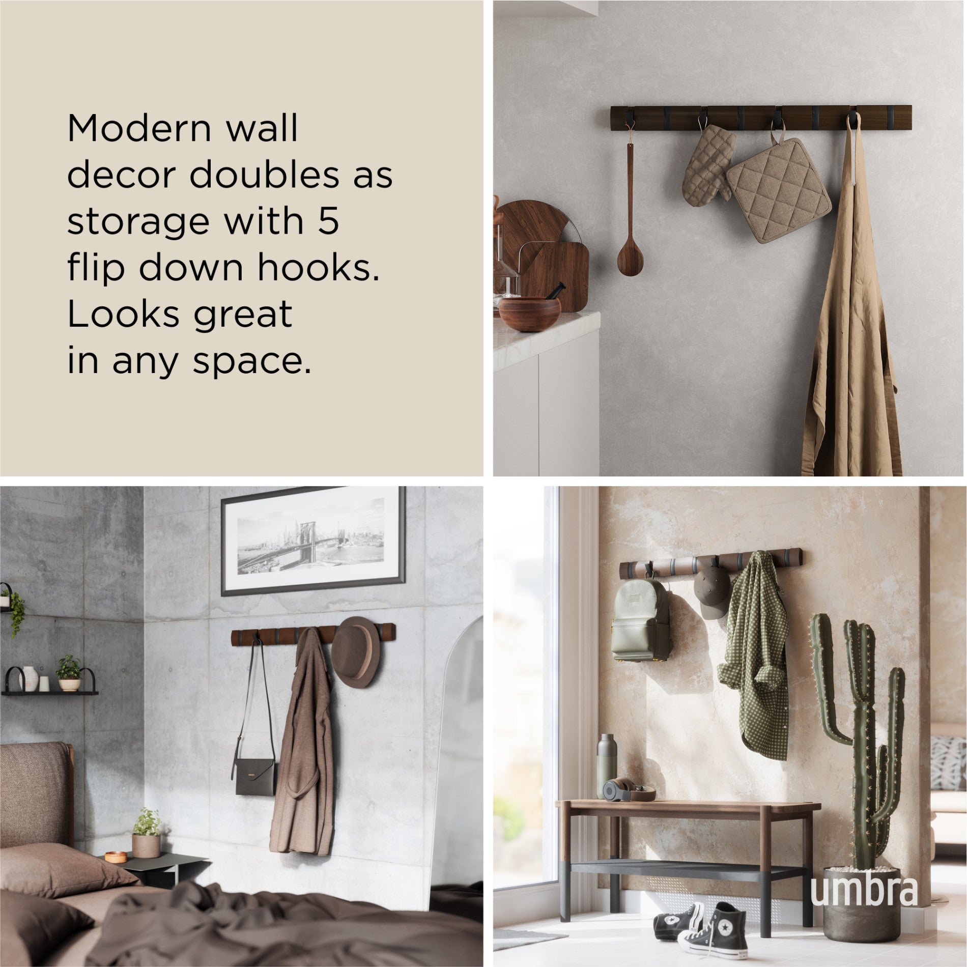 Flip 8 Wall Mounted Coat Rack | Umbra