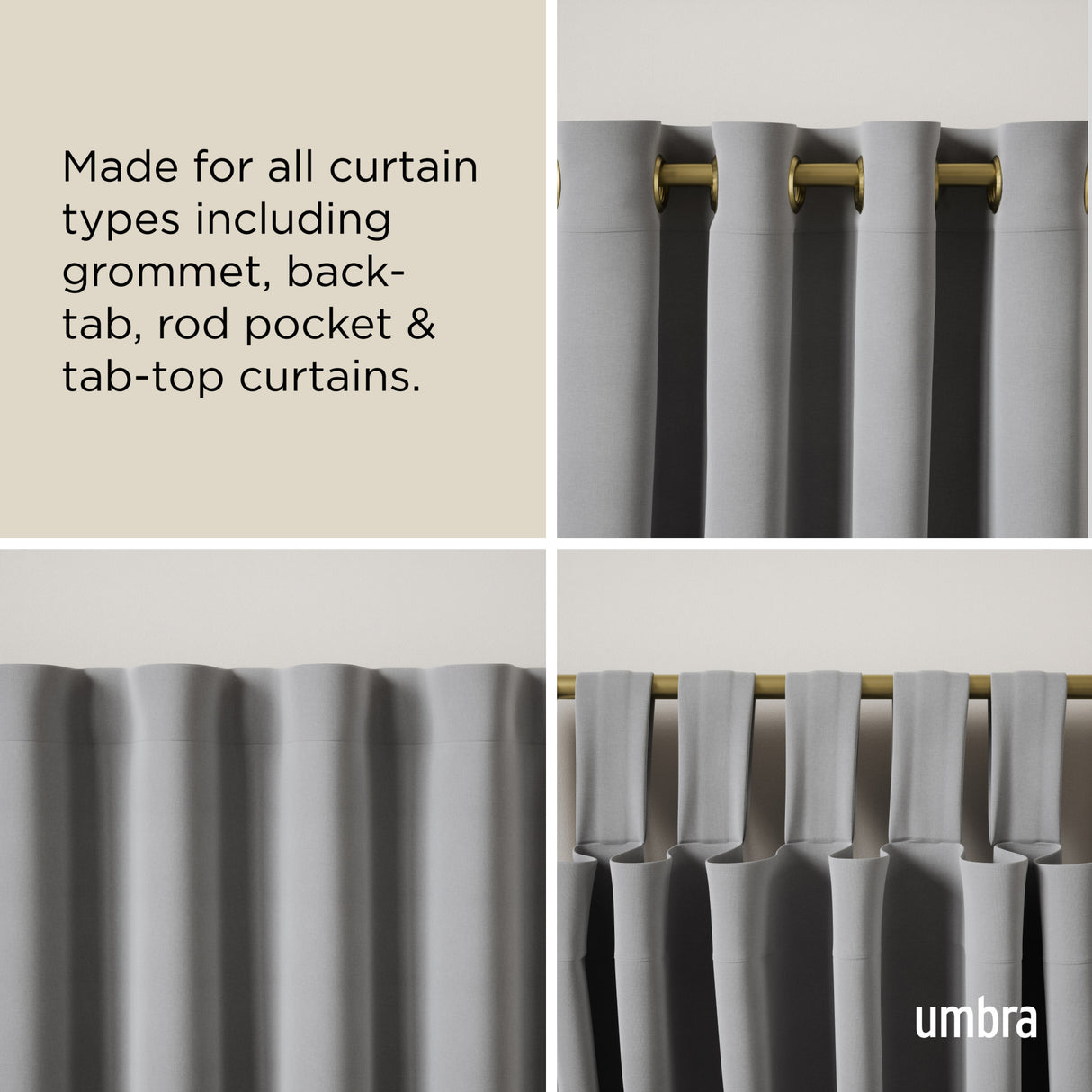 Single Curtain Rods | color: Brass | size: 66-120" (168-305 cm) | diameter: 1" (2.5 cm)
