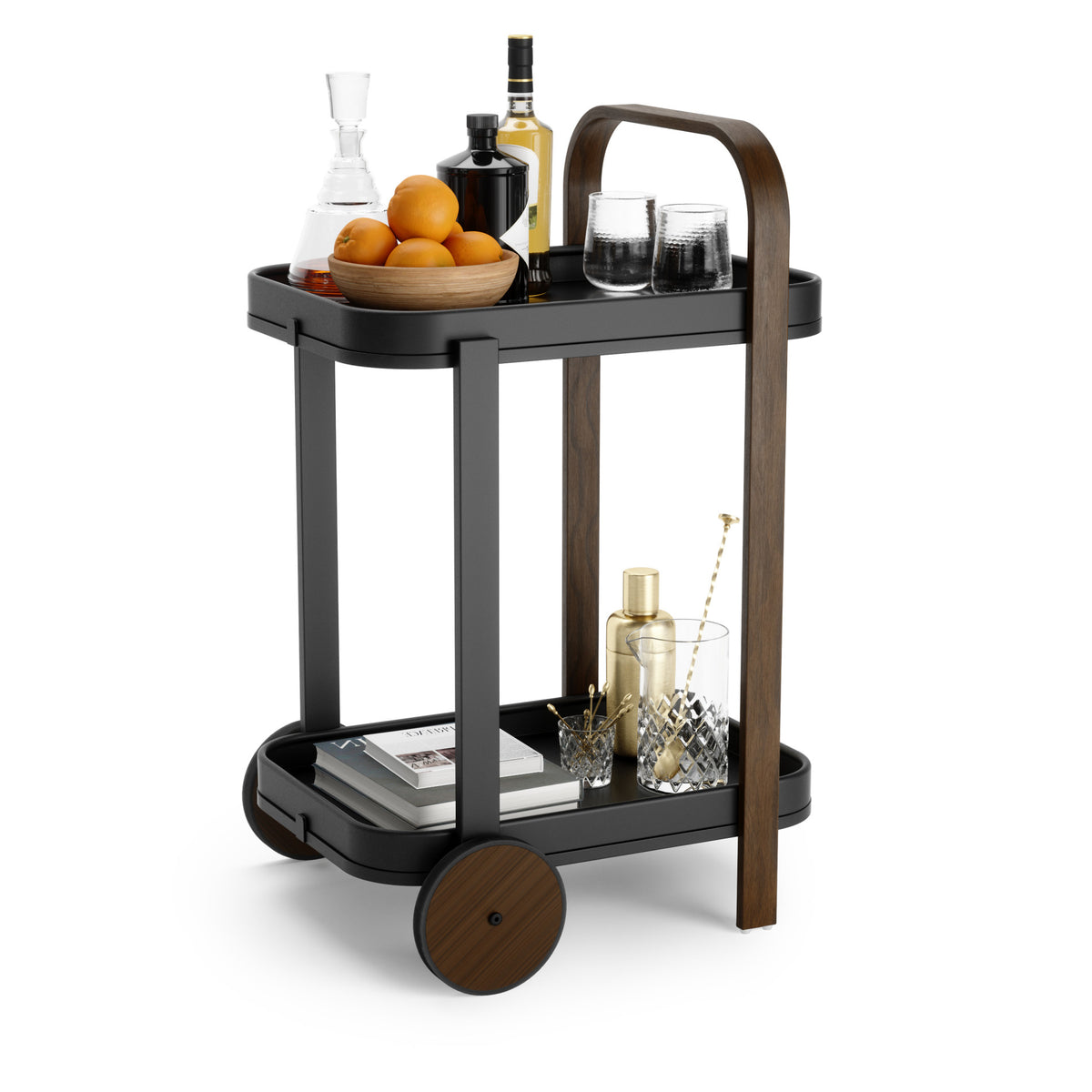 Umbra Bellwood serving cart with a removable upper tray
