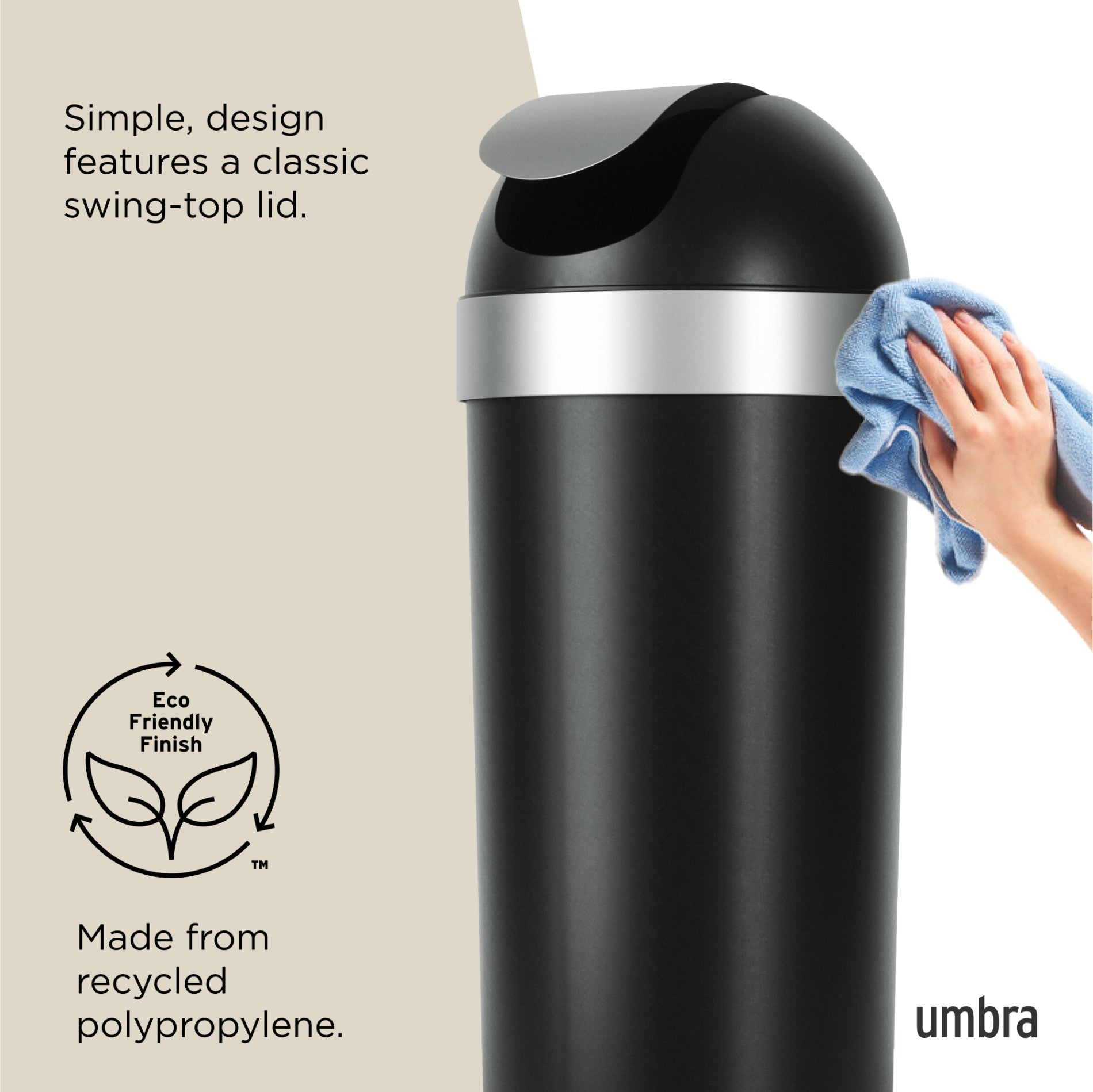 雨に撃たれる☔クロ 25✖️20パネルキャンバス Venti Trash Can - Large, Easy-to-Use Garbage Can | Umbra