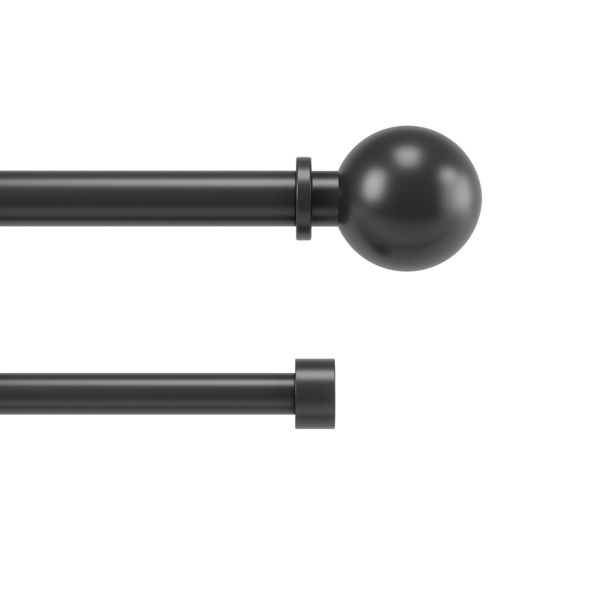 Double Curtain Rods | color: Matte-Black | size: 72-144" (183-366 cm) | diameter: 1" (2.5 cm)