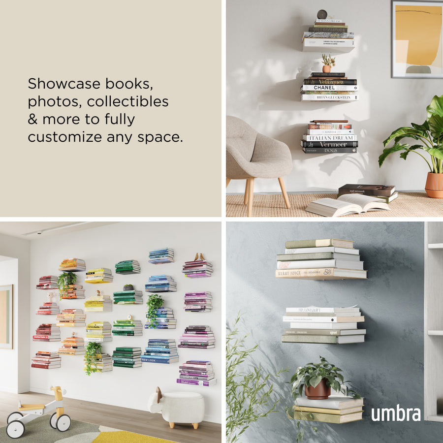 Conceal Shelf Set of 3 - Invisible Floating Bookshelves | Umbra