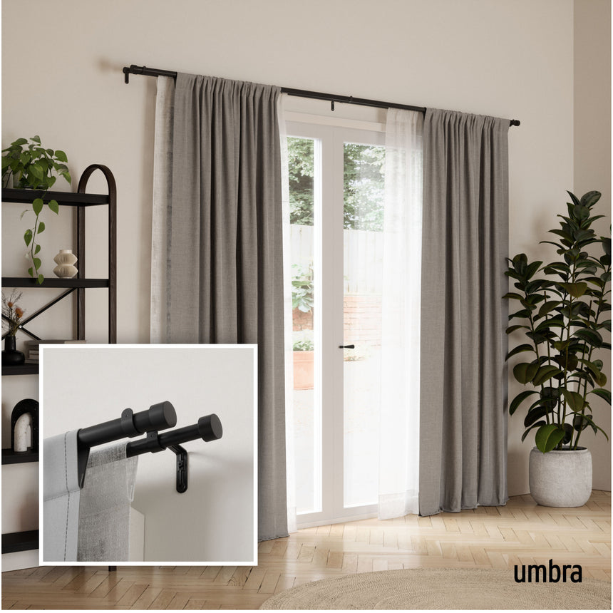 Double Curtain Rods | color: Brushed-Black | size: 120-180" (305-457 cm) | diameter: 1" (2.5 cm)