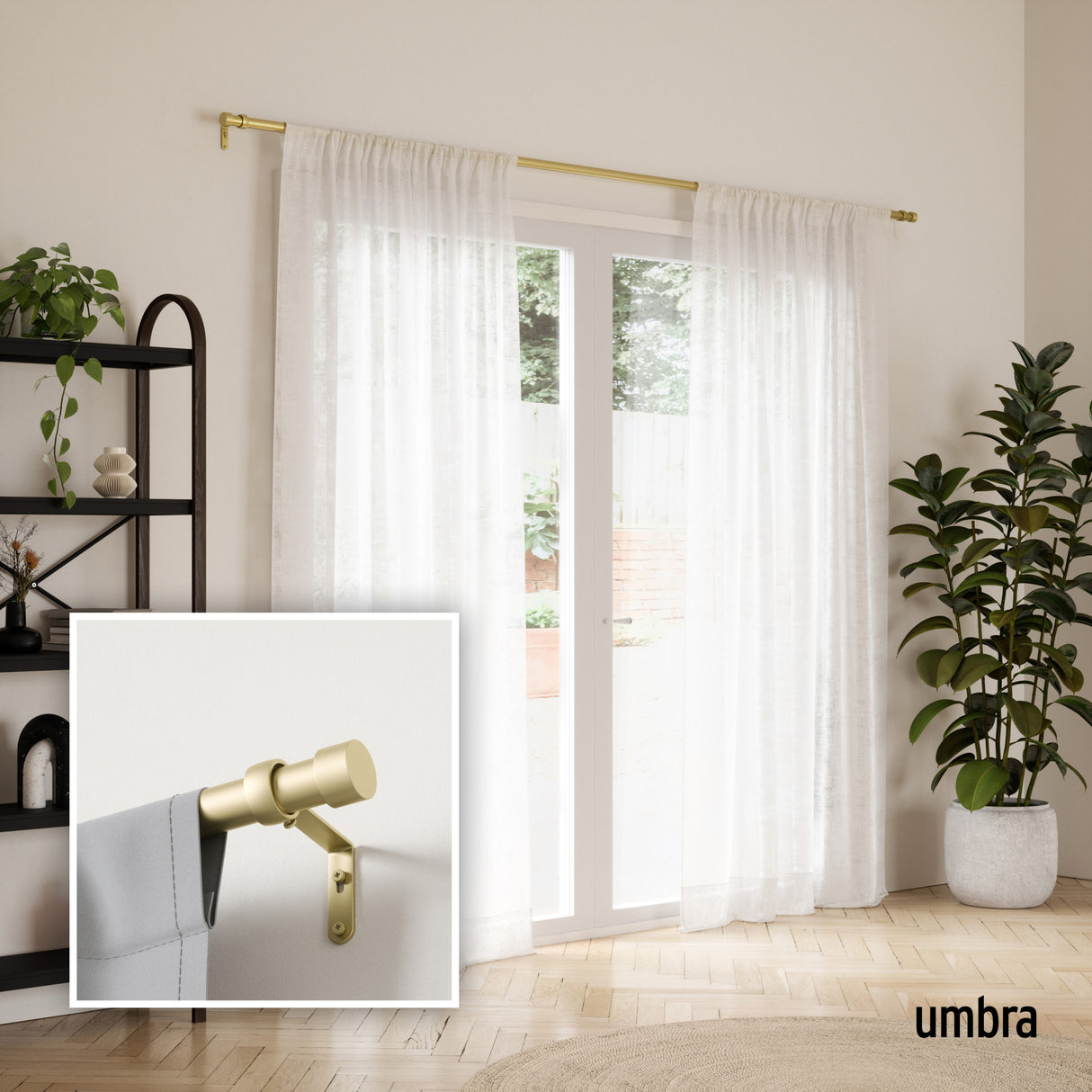 Single Curtain Rods | color: Gold | size: 66-120" (168-305 cm) | diameter: 1" (2.5 cm)