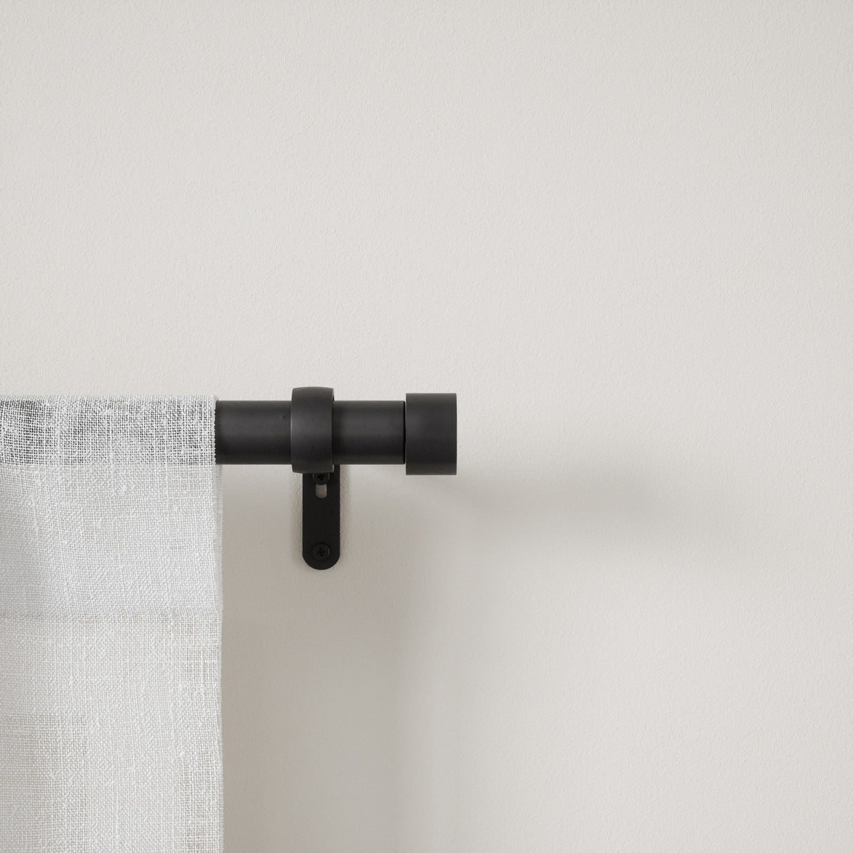 Single Curtain Rods | color: Matte-Black | size: 36-66" (91-168 cm) | diameter: 1" (2.5 cm) | Hover
