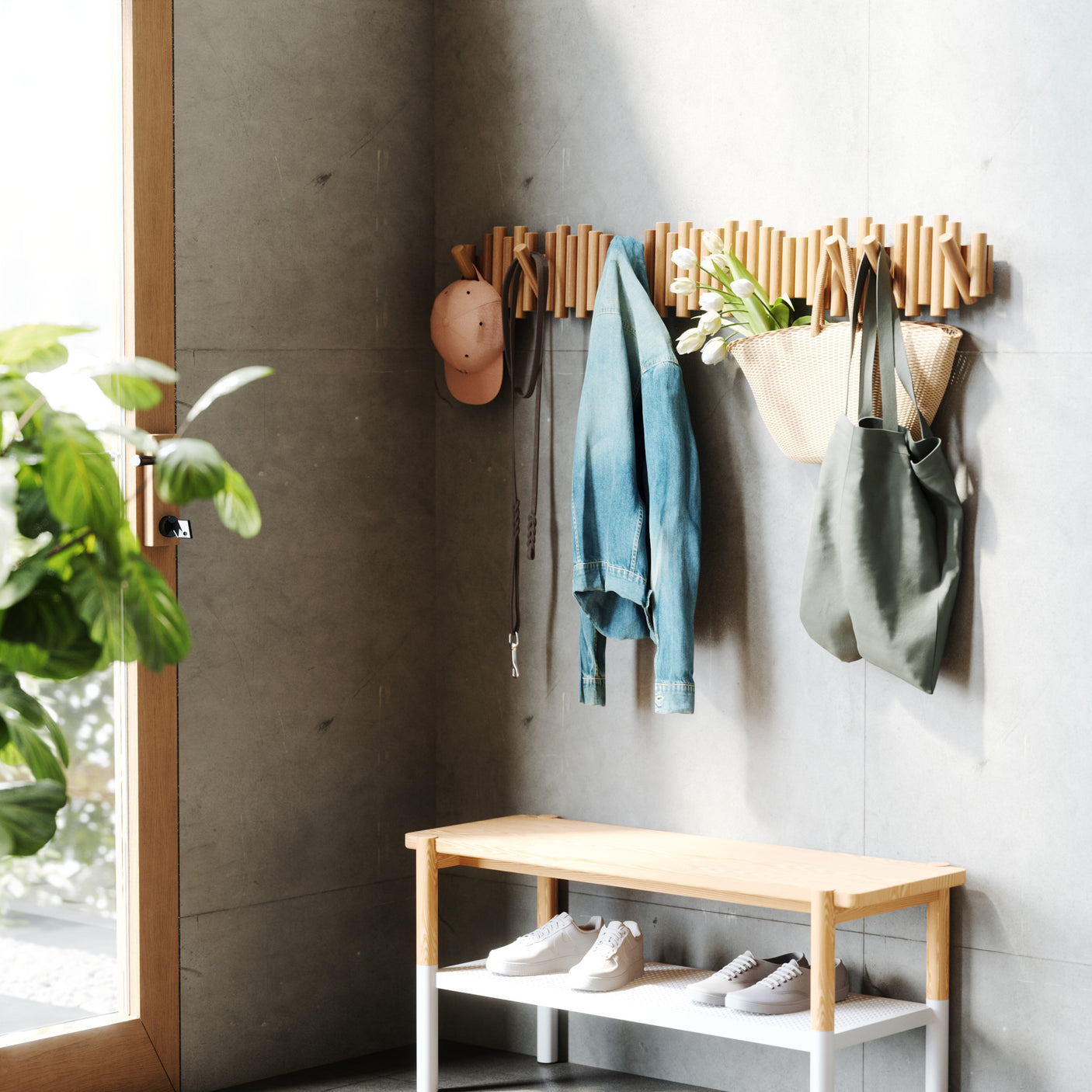 Wall Hooks | color: Natural | size: 5-Hook