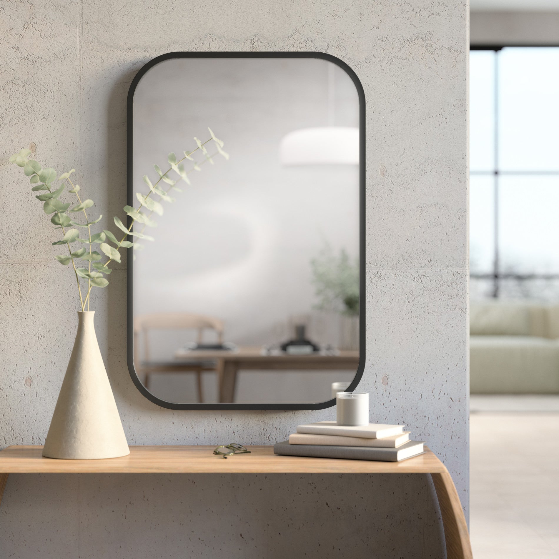 鏡 umbra Ola Wall Mirror Hub Oval Mirror - Instantly Brighten Your Space with Hub | Umbra