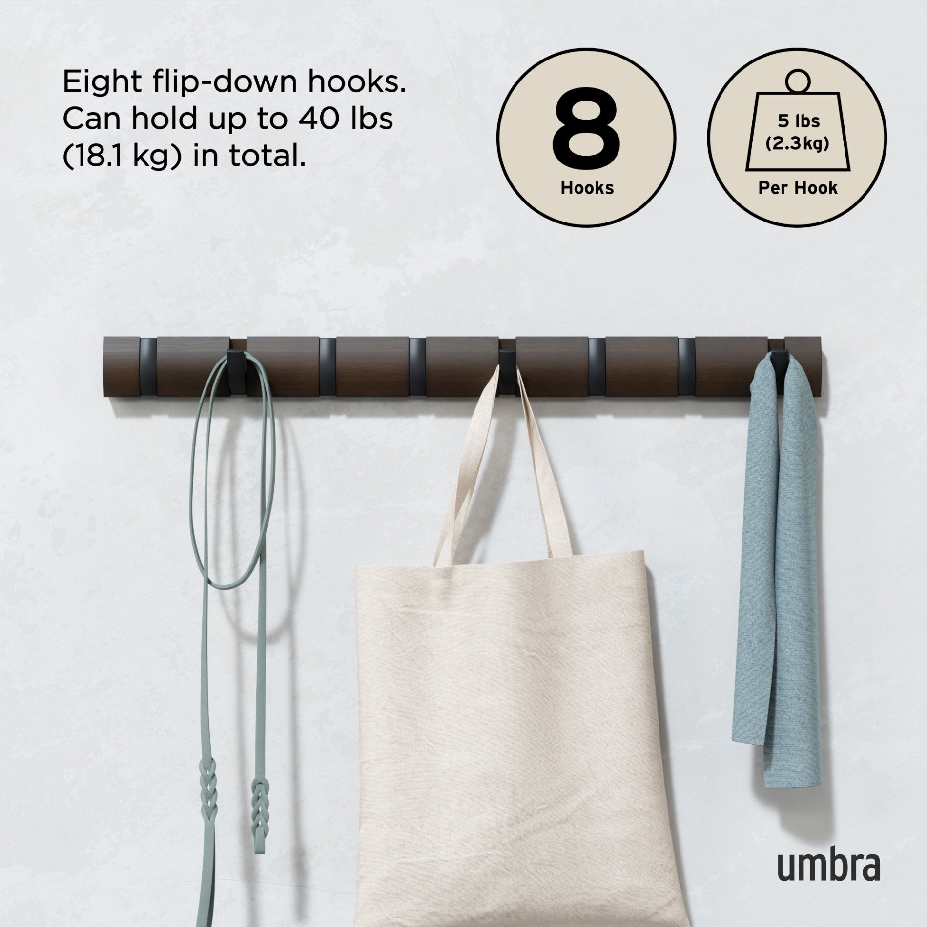 Flip 8 Wall Mounted Coat Rack | Umbra